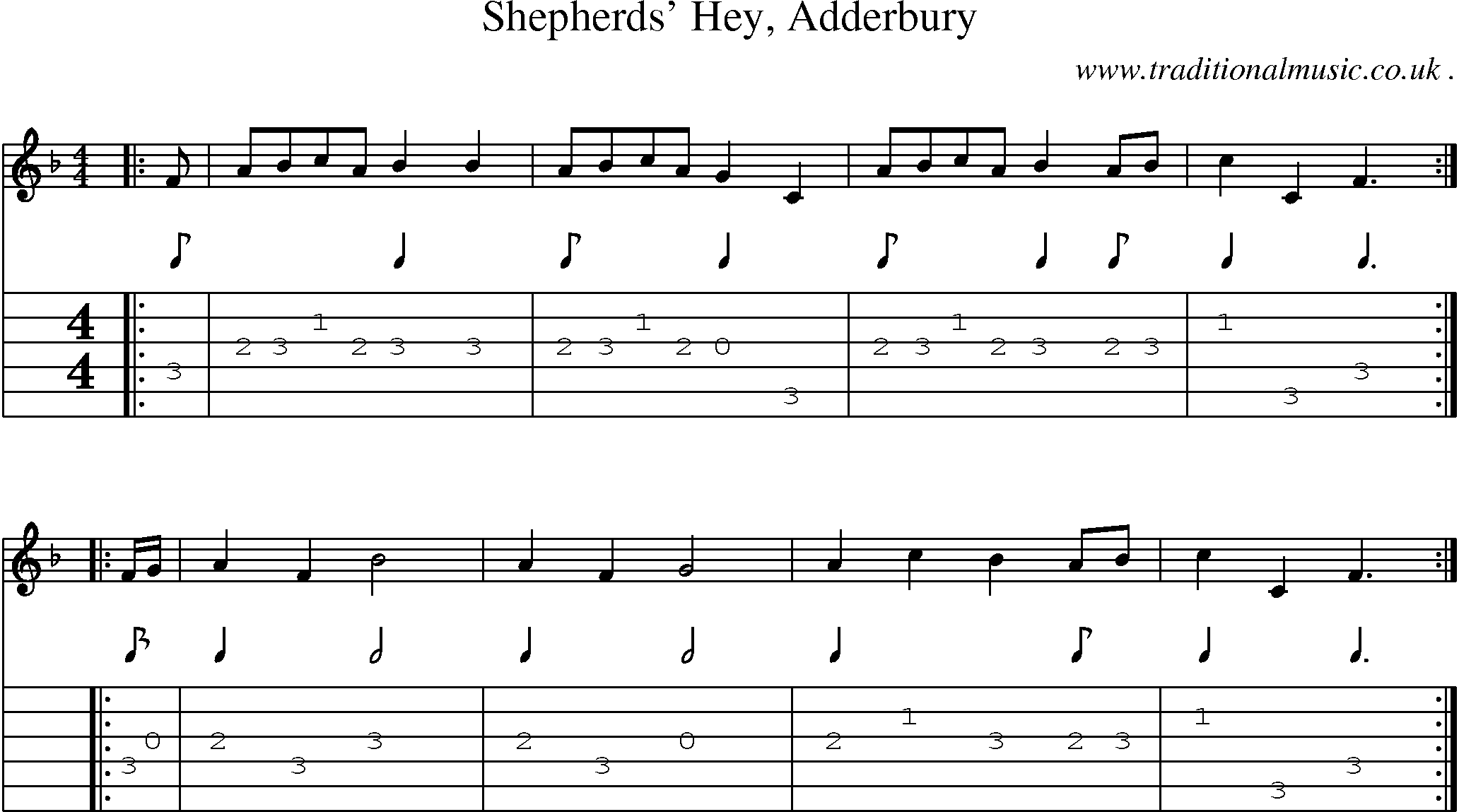 Sheet-Music and Guitar Tabs for Shepherds Hey Adderbury