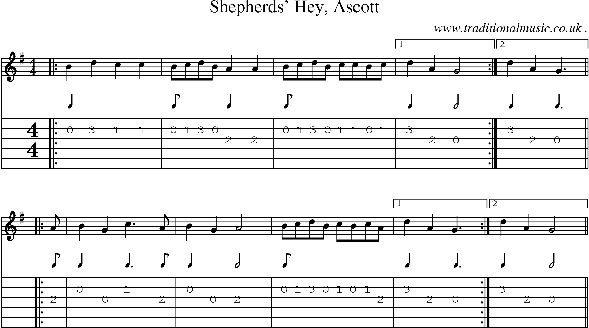 Sheet-Music and Guitar Tabs for Shepherds Hey Ascott