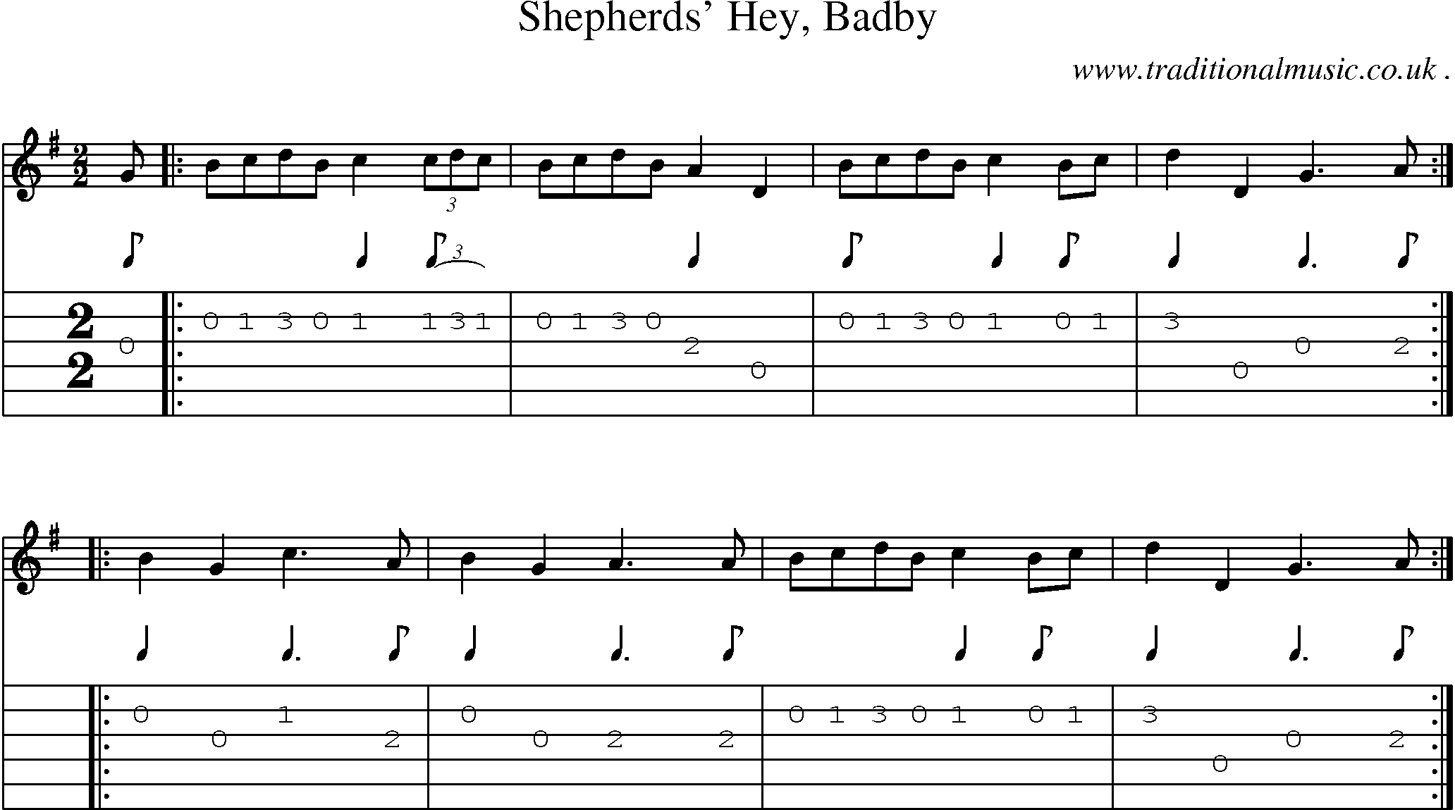 Sheet-Music and Guitar Tabs for Shepherds Hey Badby
