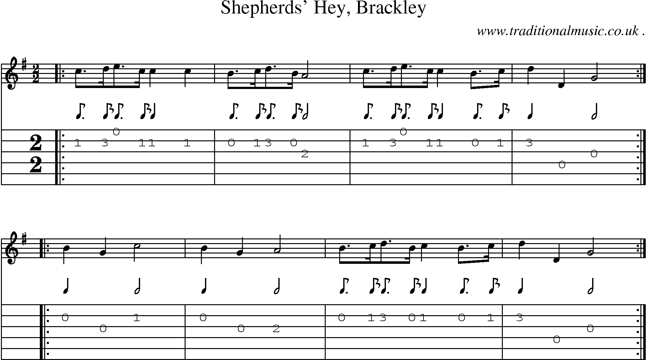 Sheet-Music and Guitar Tabs for Shepherds Hey Brackley