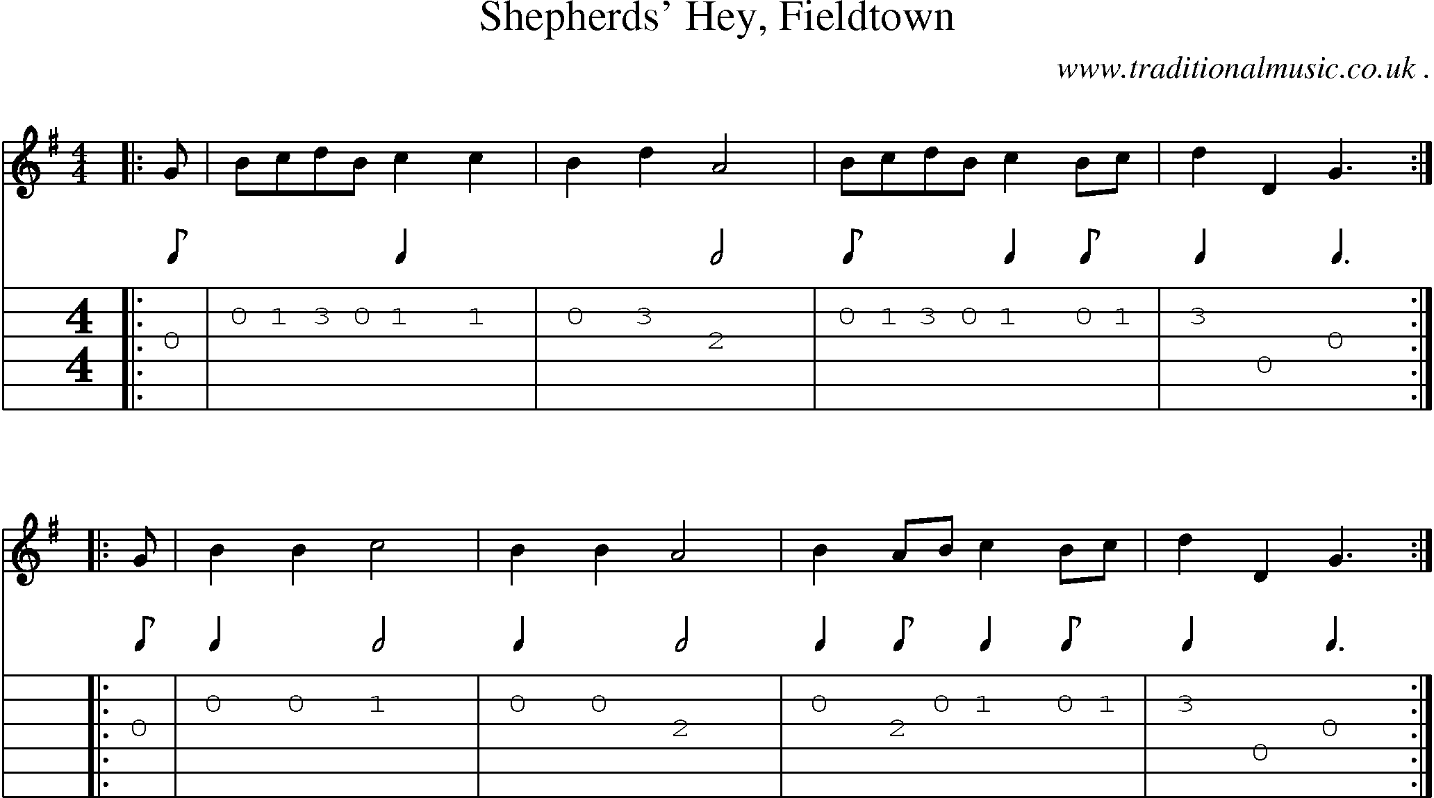 Sheet-Music and Guitar Tabs for Shepherds Hey Fieldtown