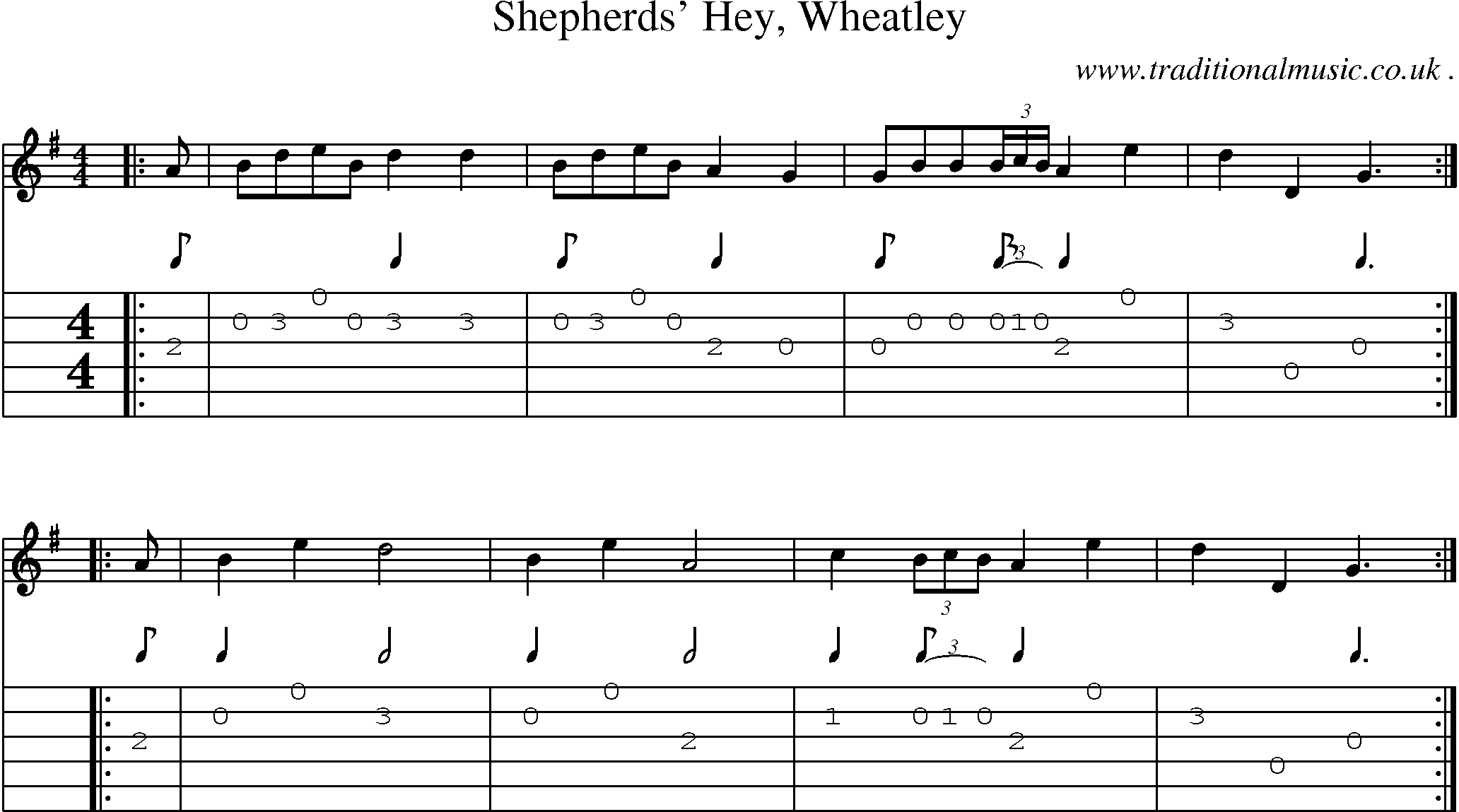 Sheet-Music and Guitar Tabs for Shepherds Hey Wheatley