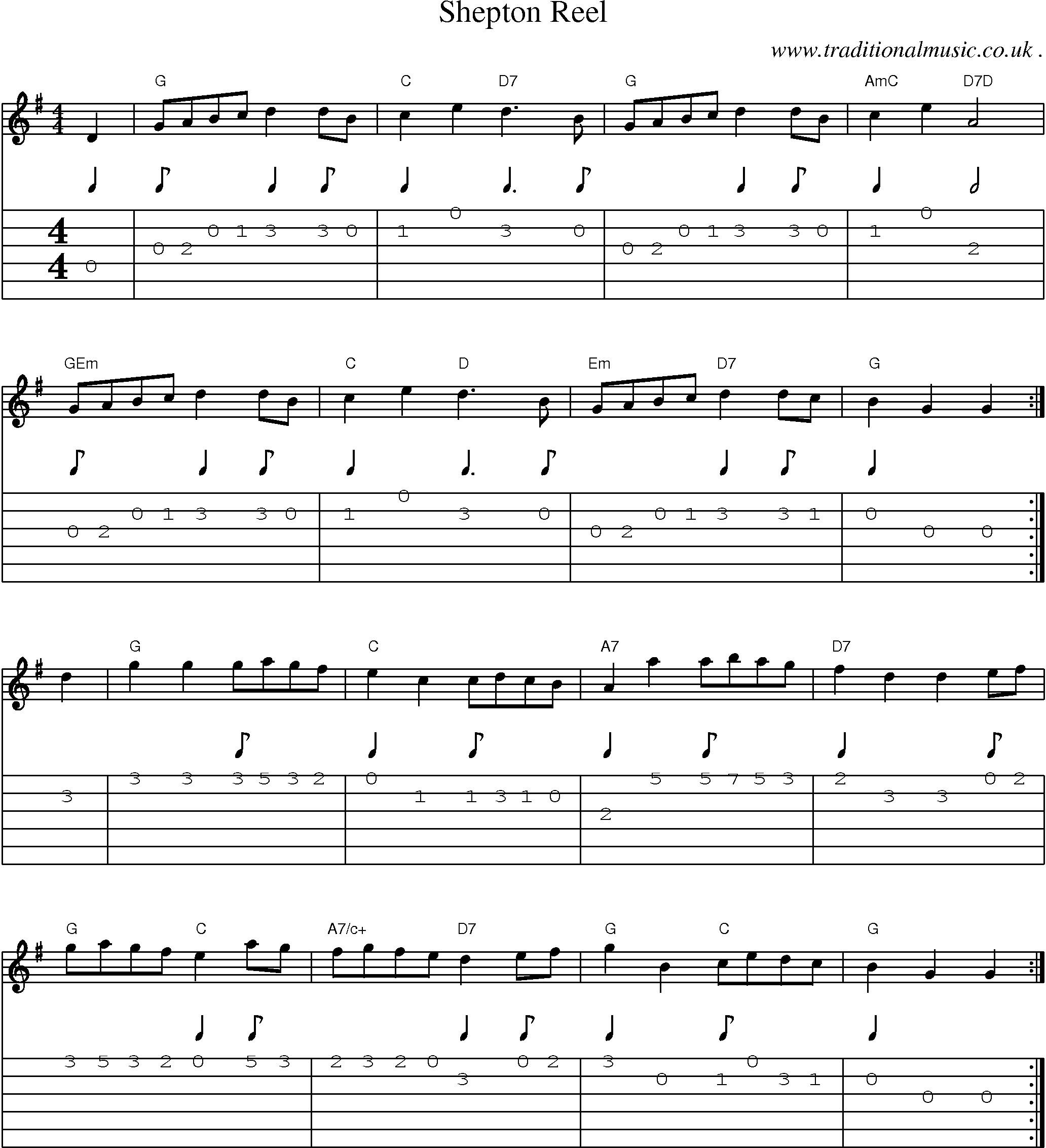 Sheet-Music and Guitar Tabs for Shepton Reel