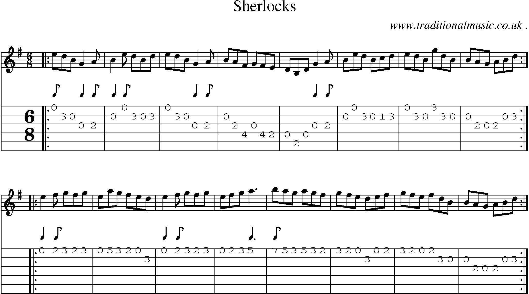 Sheet-Music and Guitar Tabs for Sherlocks