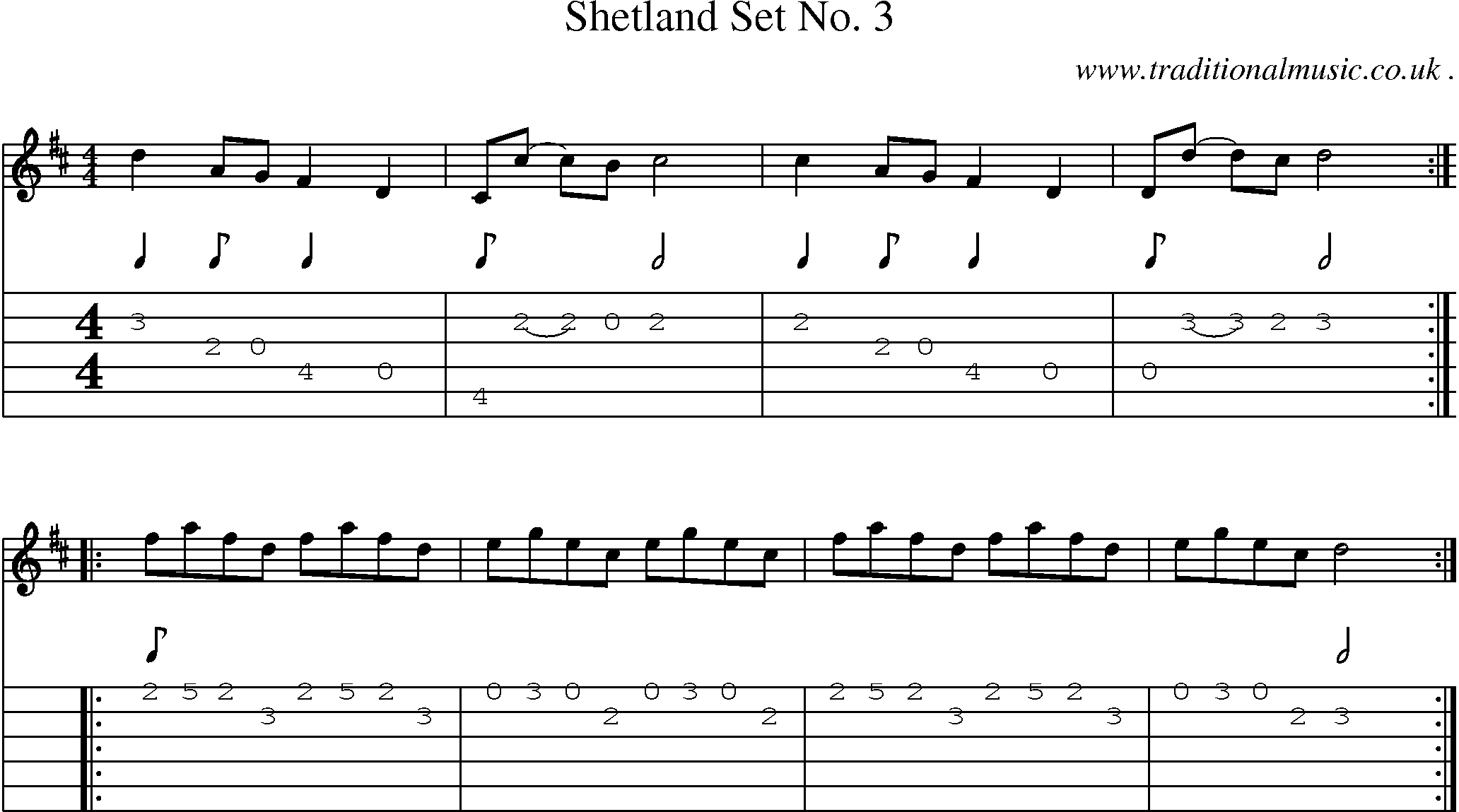 Sheet-Music and Guitar Tabs for Shetland Set No 3