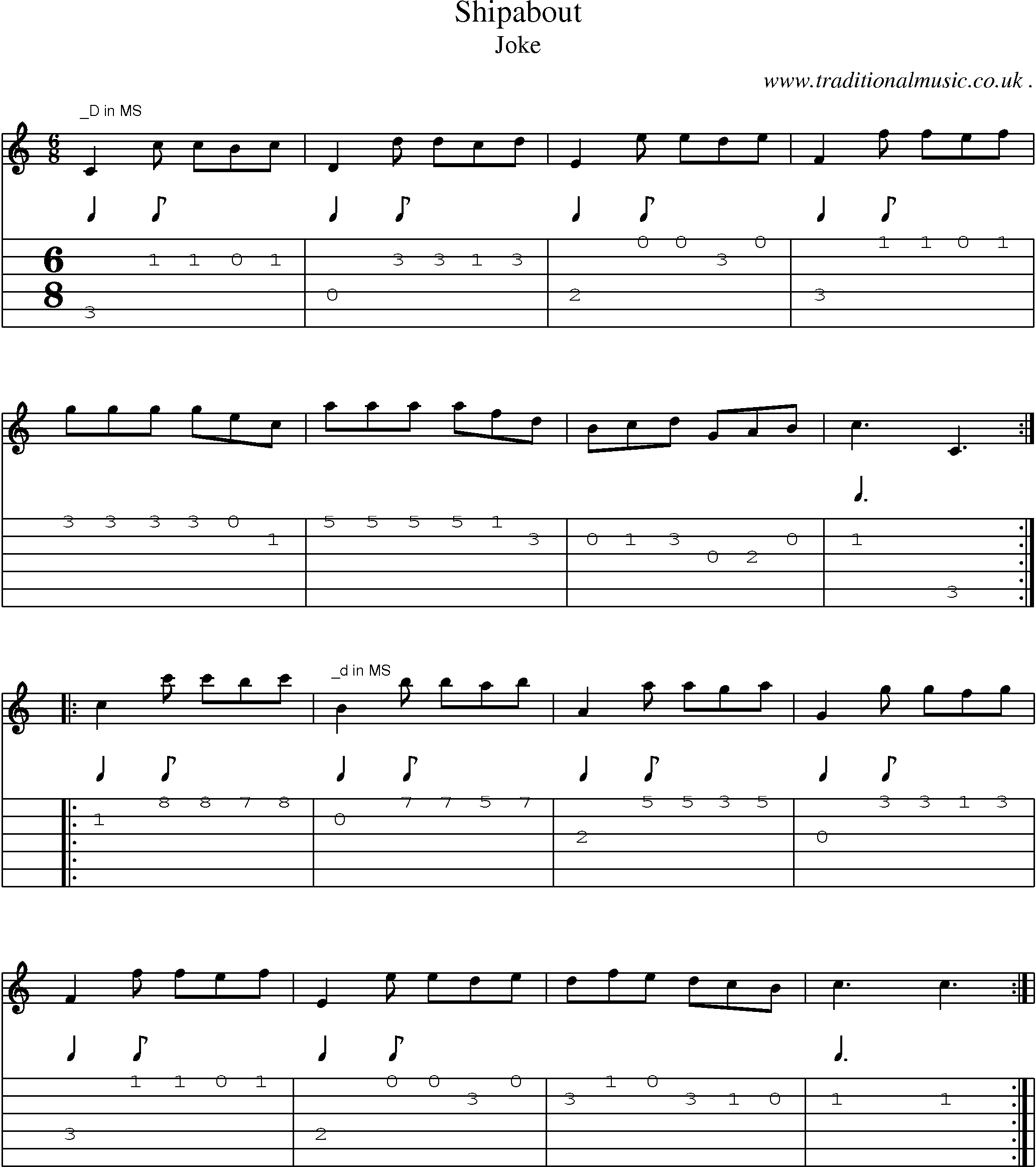 Sheet-Music and Guitar Tabs for Shipabout