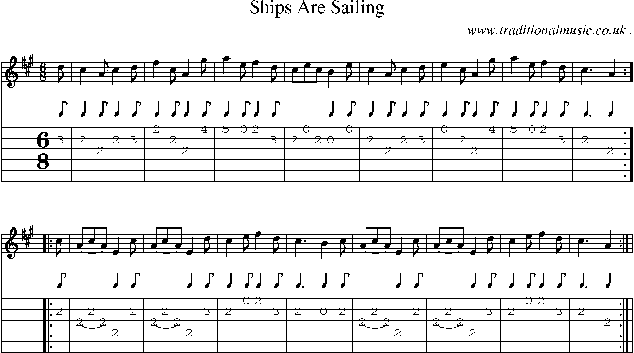 Sheet-Music and Guitar Tabs for Ships Are Sailing