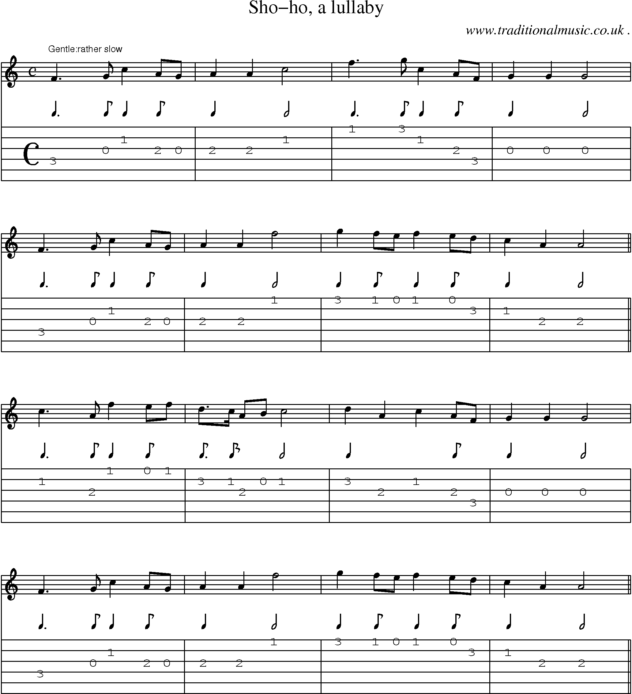 Sheet-Music and Guitar Tabs for Sho-ho A Lullaby