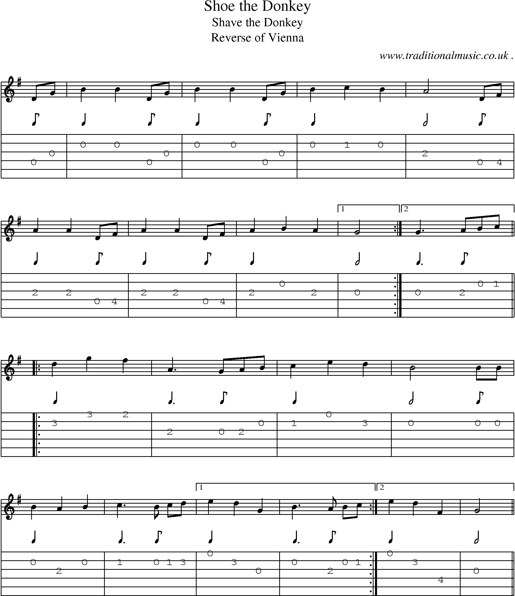 Sheet-Music and Guitar Tabs for Shoe The Donkey
