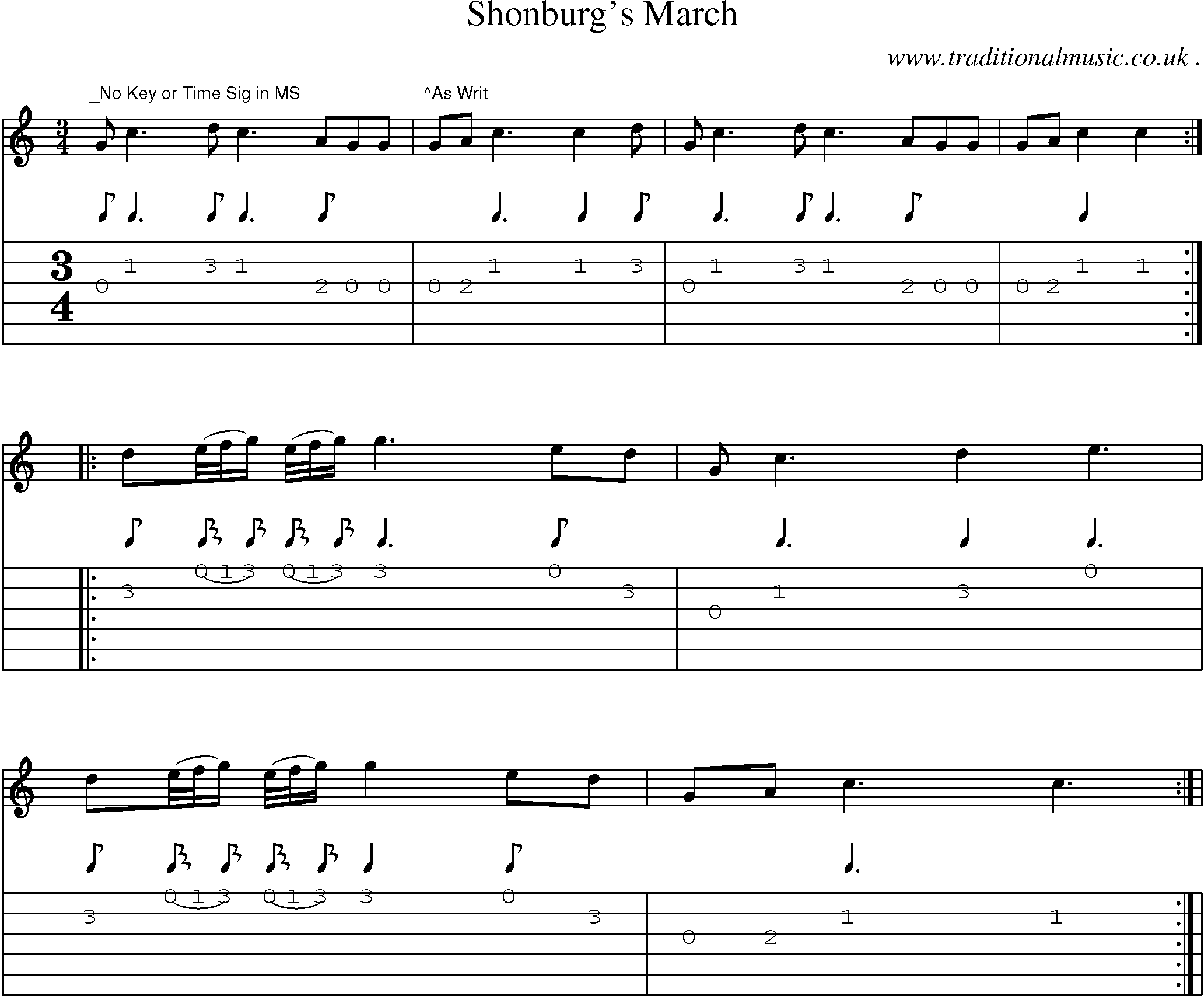 Sheet-Music and Guitar Tabs for Shonburgs March