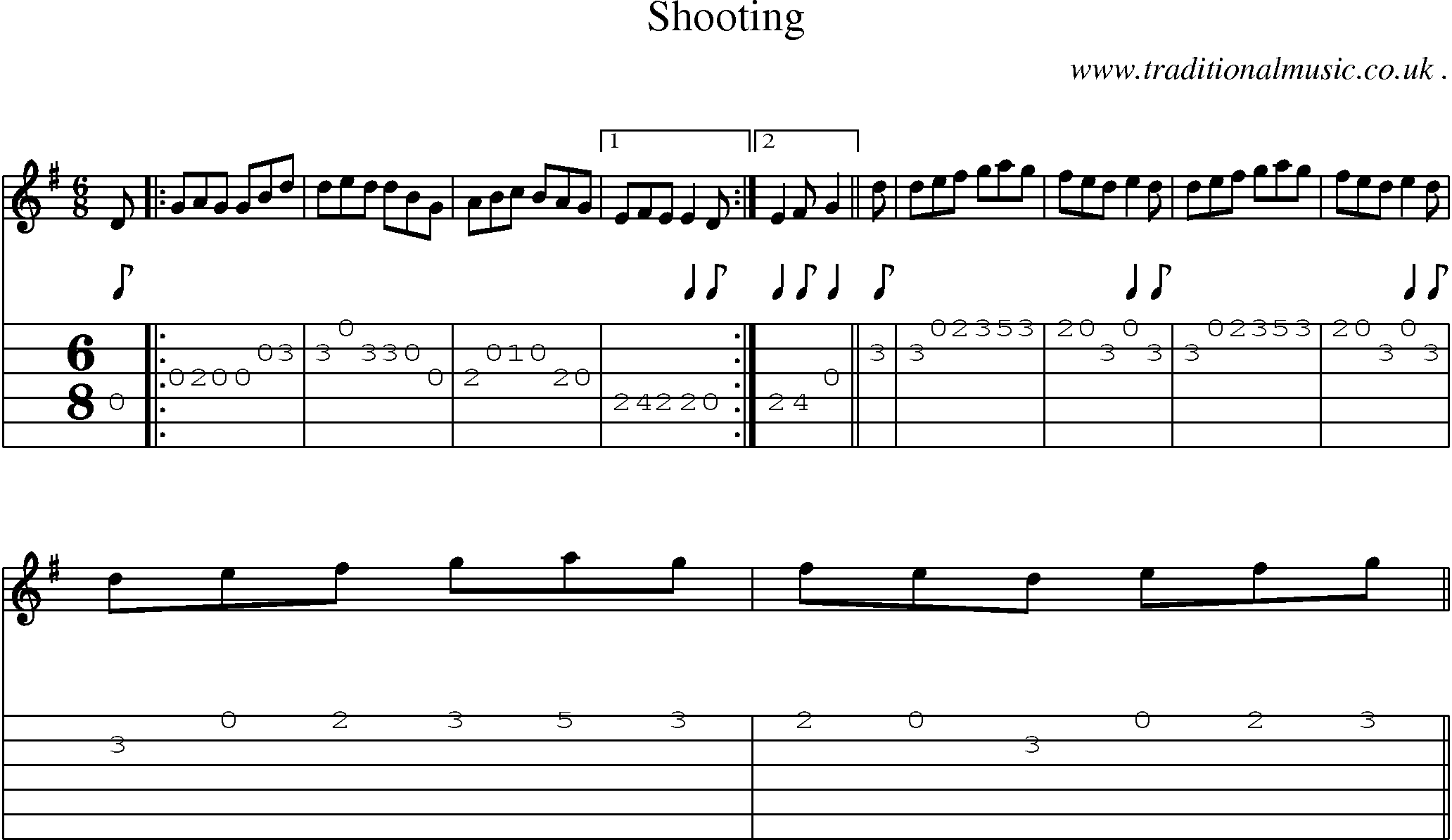 Sheet-Music and Guitar Tabs for Shooting