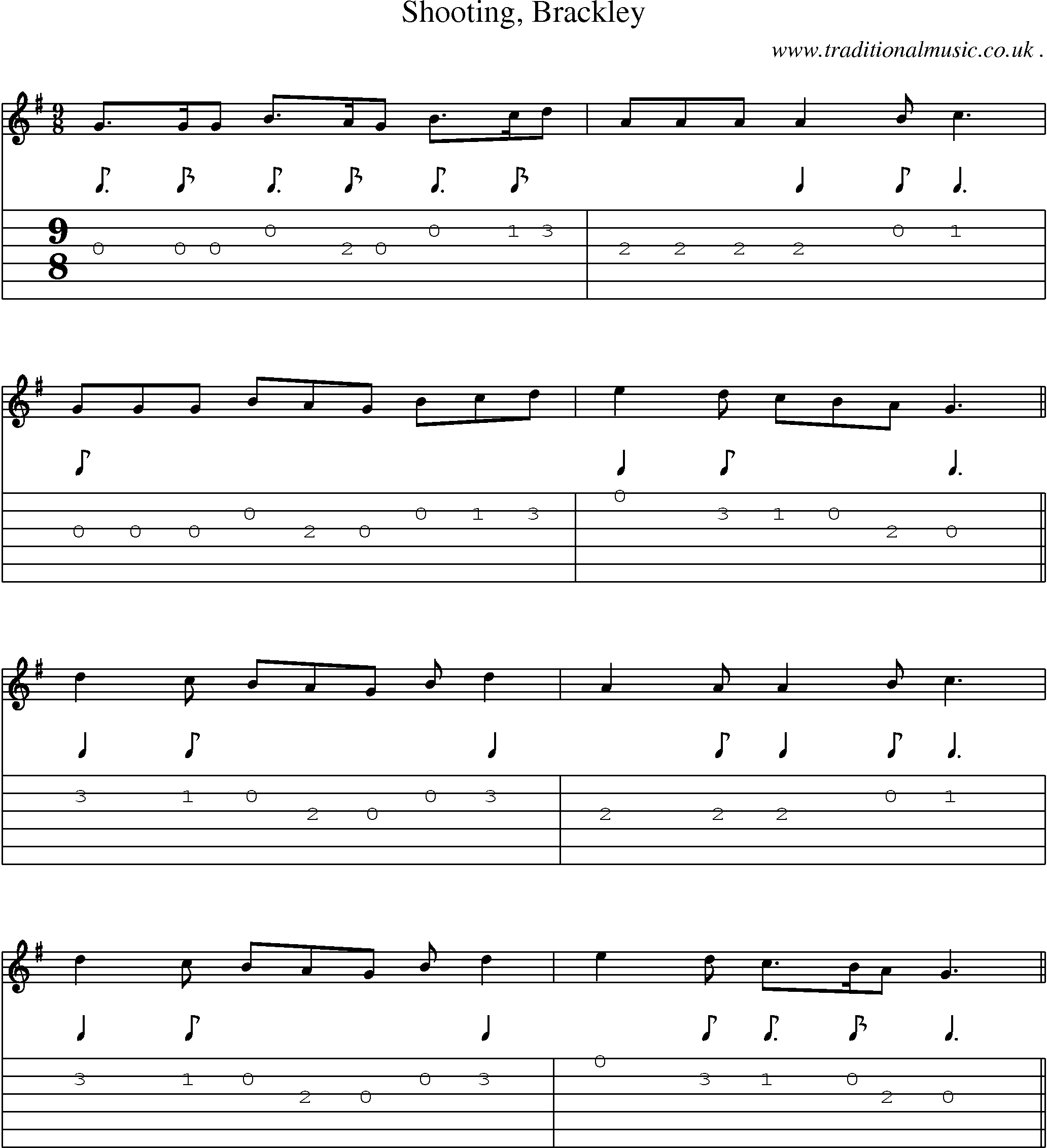 Sheet-Music and Guitar Tabs for Shooting Brackley