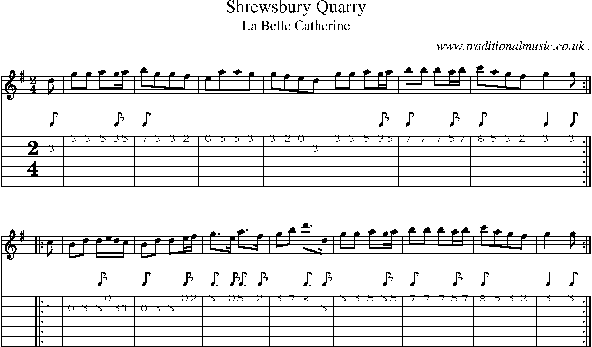 Sheet-Music and Guitar Tabs for Shrewsbury Quarry