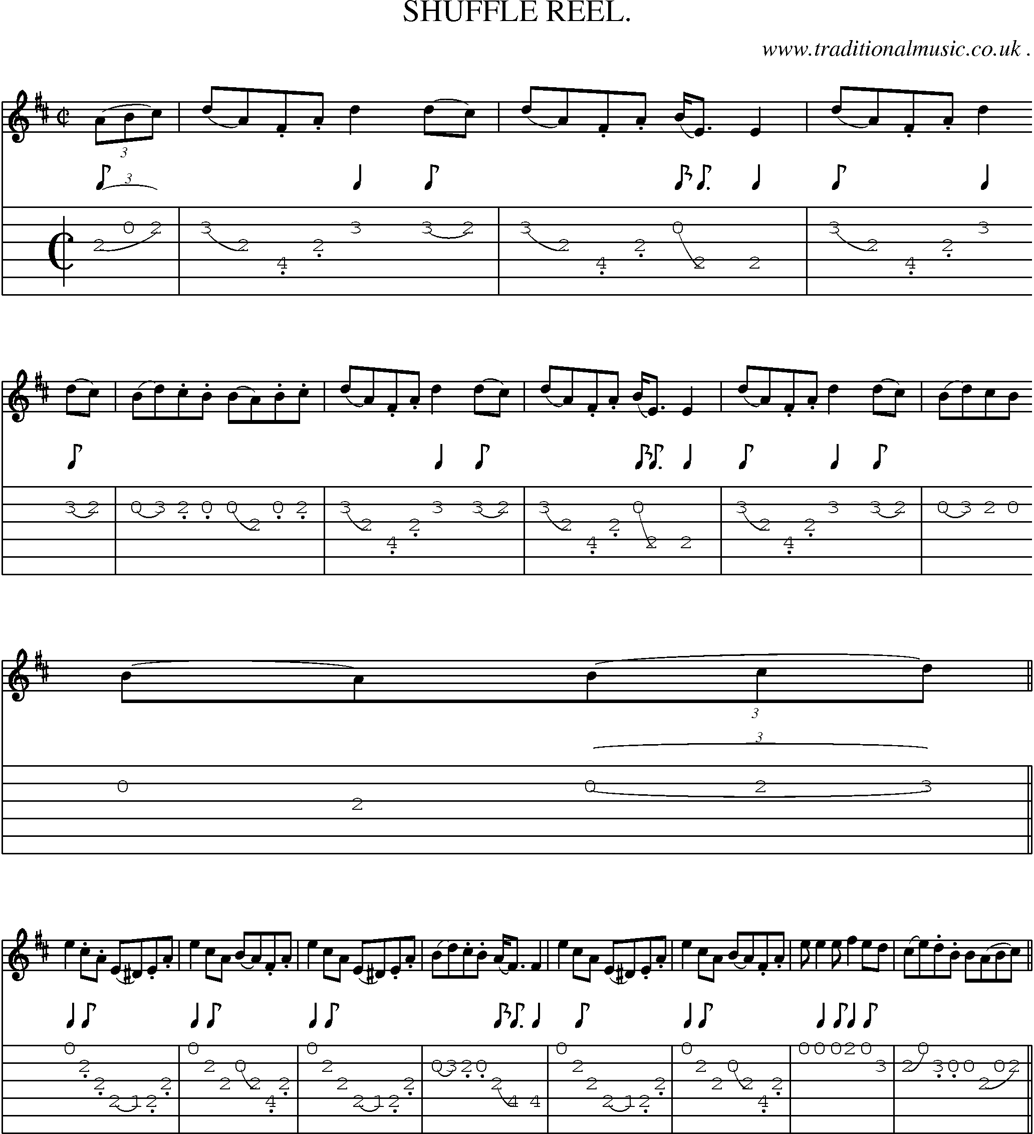 Sheet-Music and Guitar Tabs for Shuffle Reel