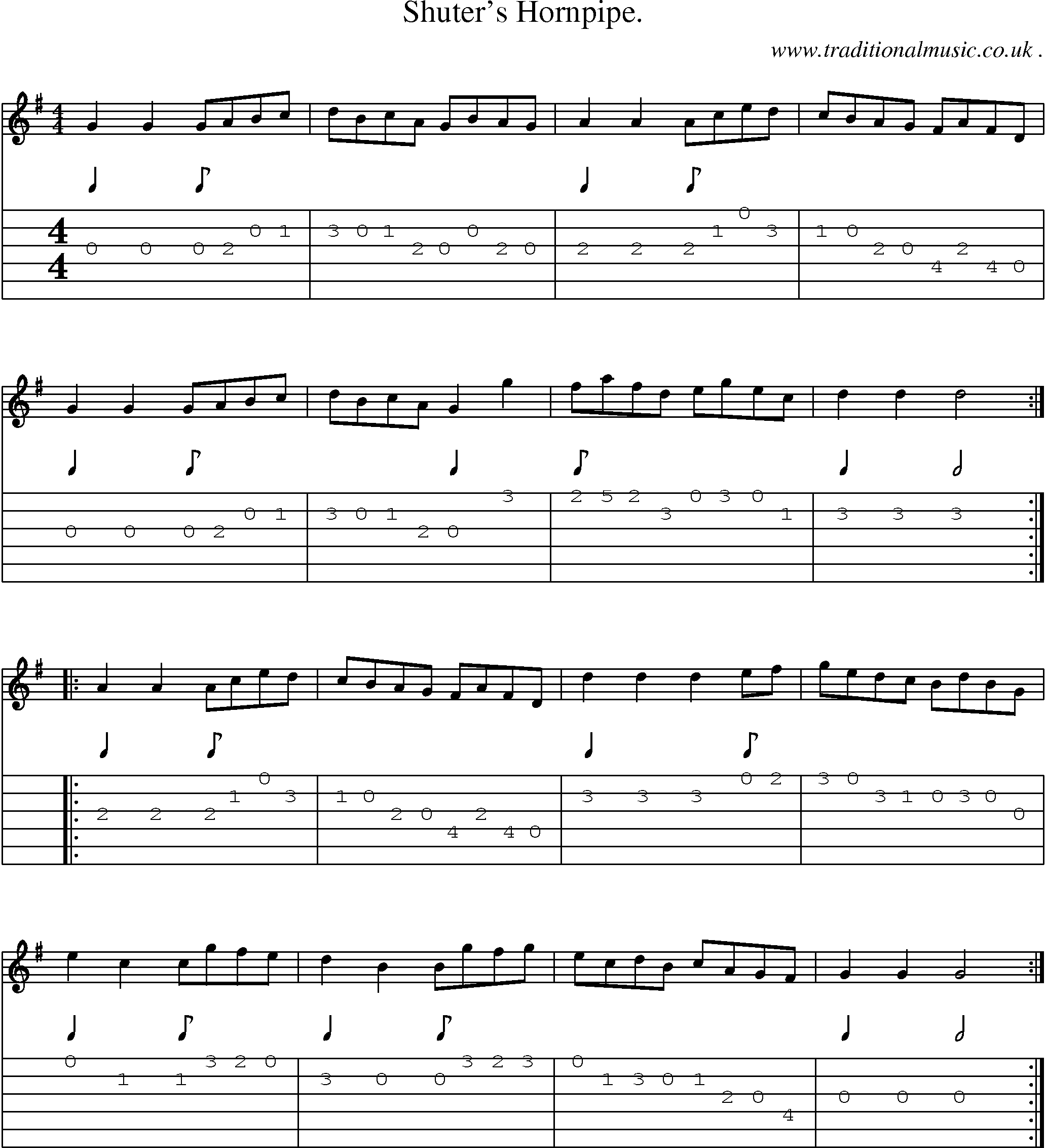 Sheet-Music and Guitar Tabs for Shuter Hornpipe