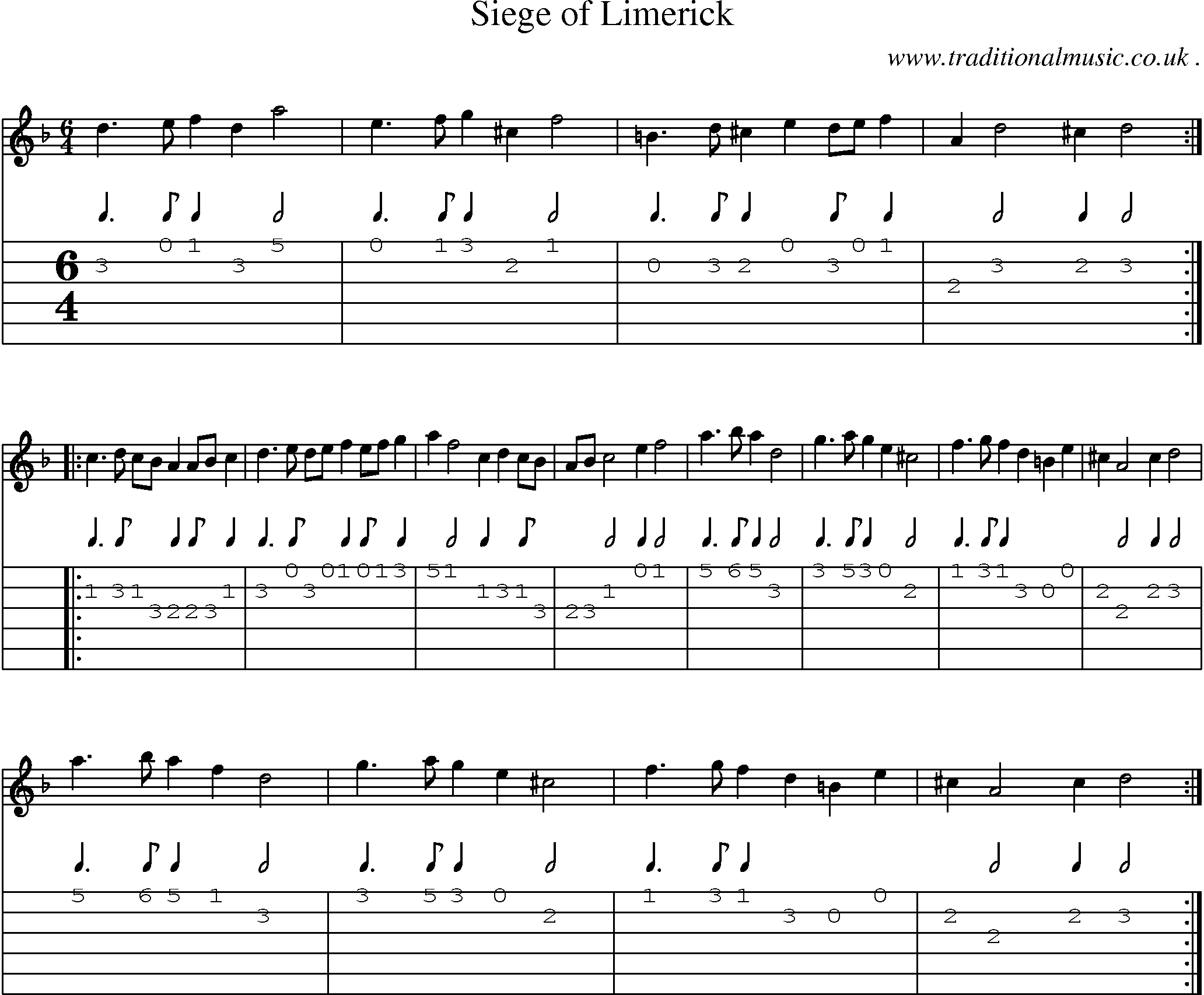 Sheet-Music and Guitar Tabs for Siege Of Limerick