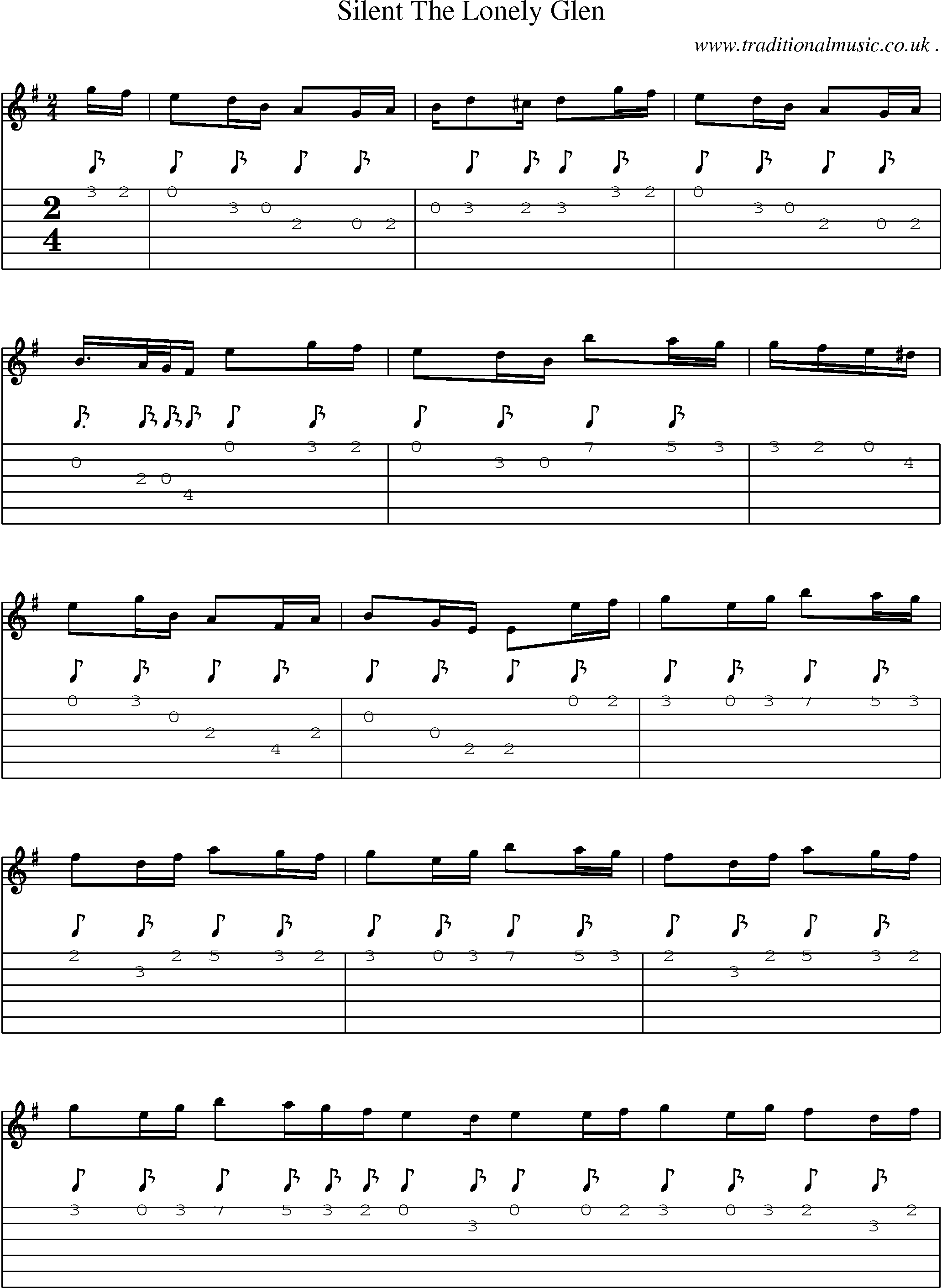 Sheet-Music and Guitar Tabs for Silent The Lonely Glen