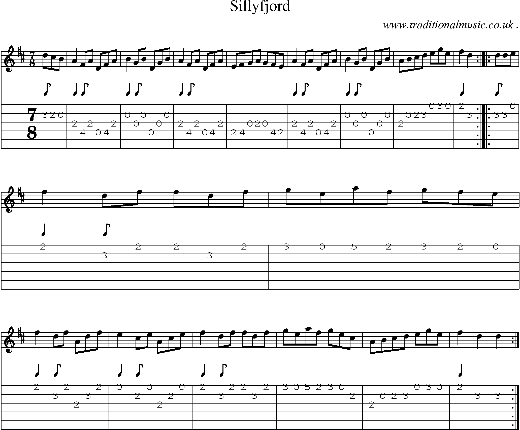 Sheet-Music and Guitar Tabs for Sillyfjord