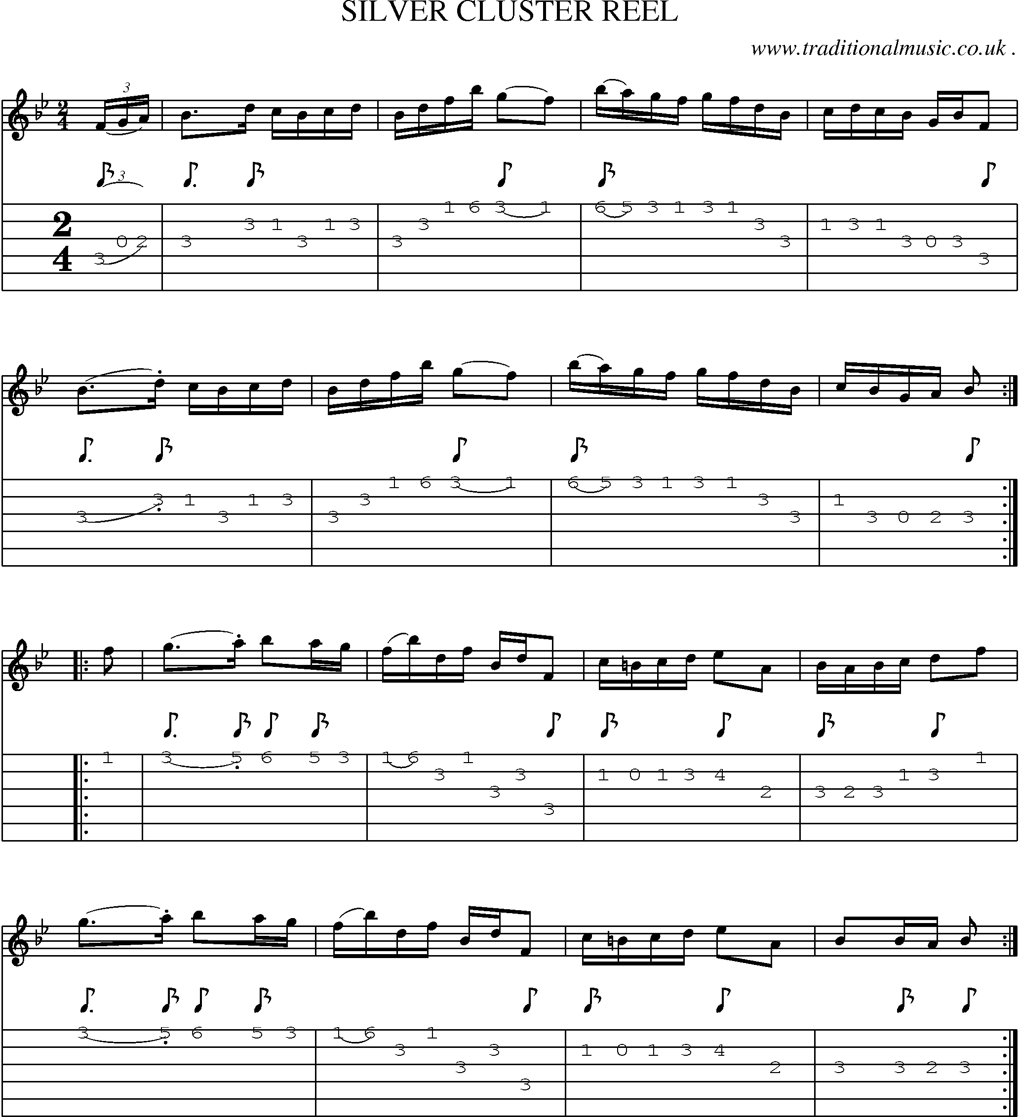Sheet-Music and Guitar Tabs for Silver Cluster Reel