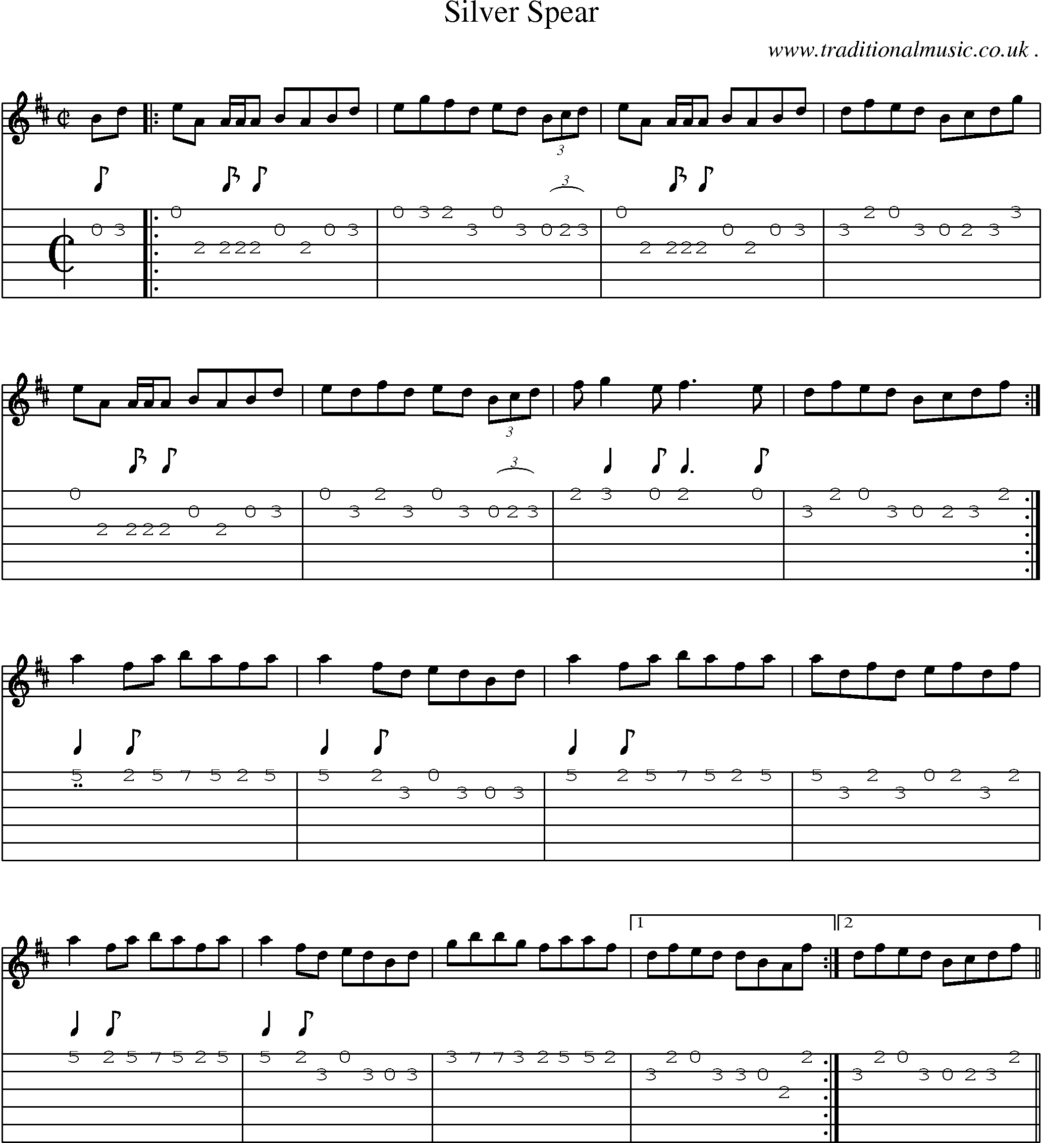 Sheet-Music and Guitar Tabs for Silver Spear