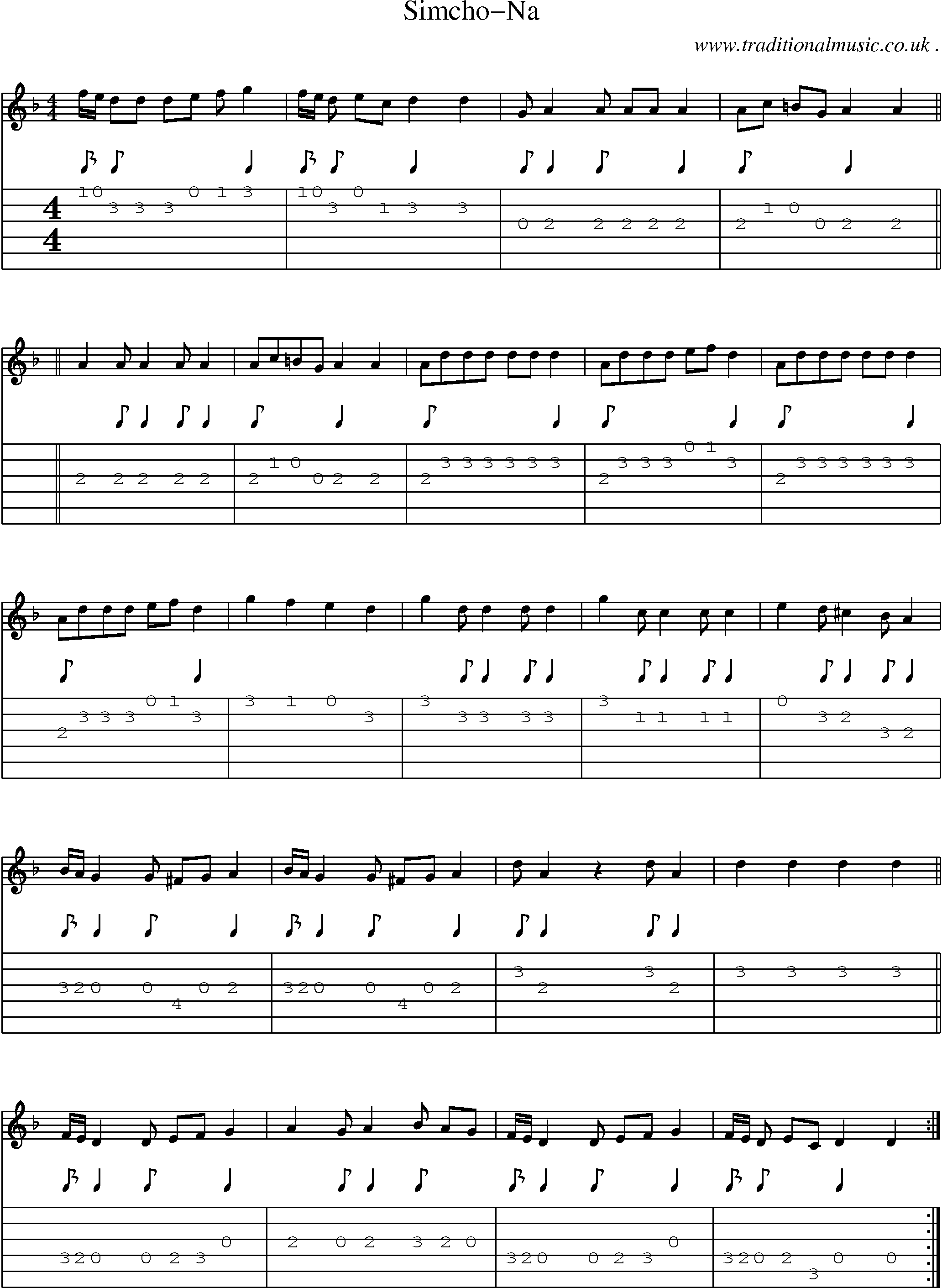Sheet-Music and Guitar Tabs for Simcho-na