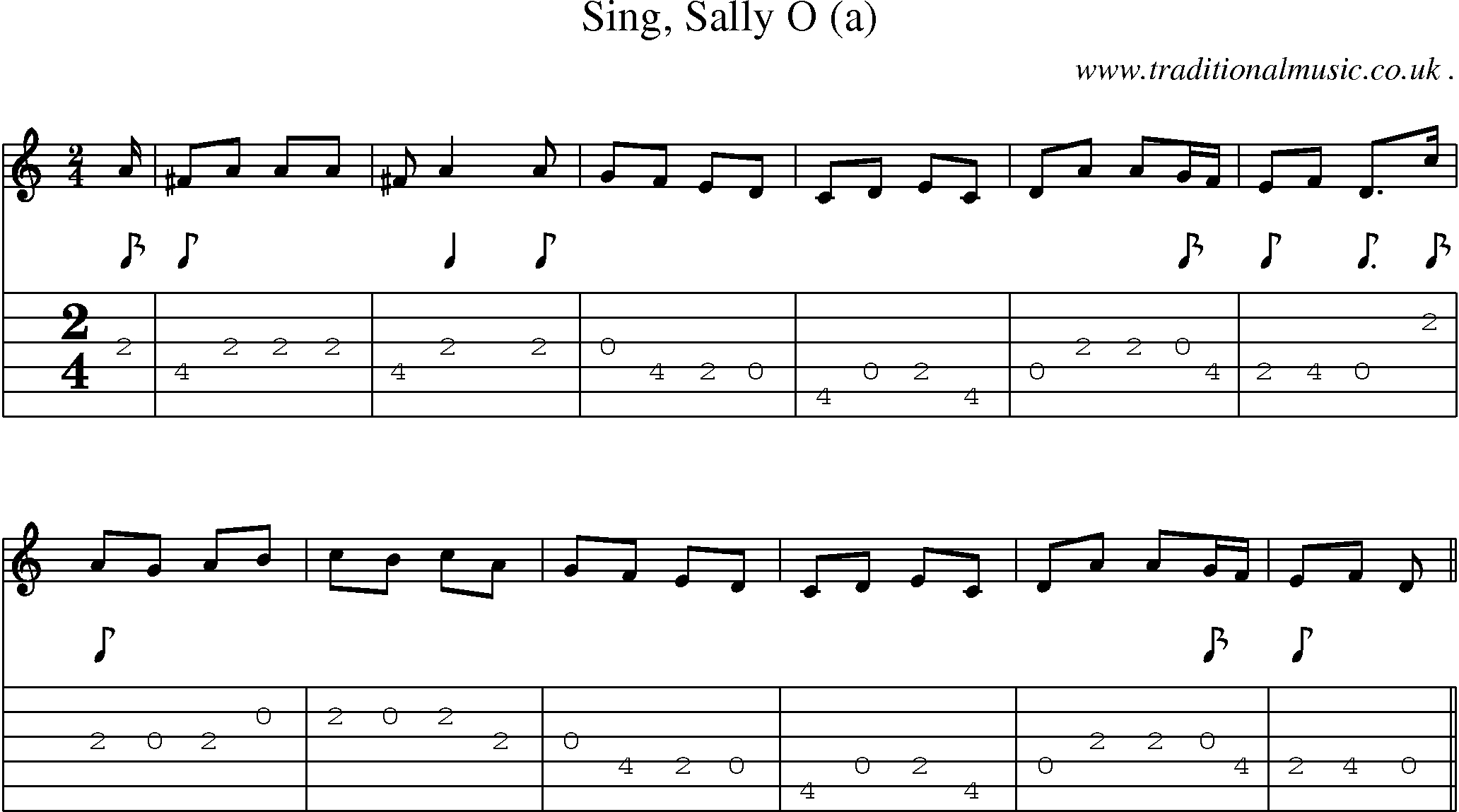 Sheet-Music and Guitar Tabs for Sing Sally O (a)