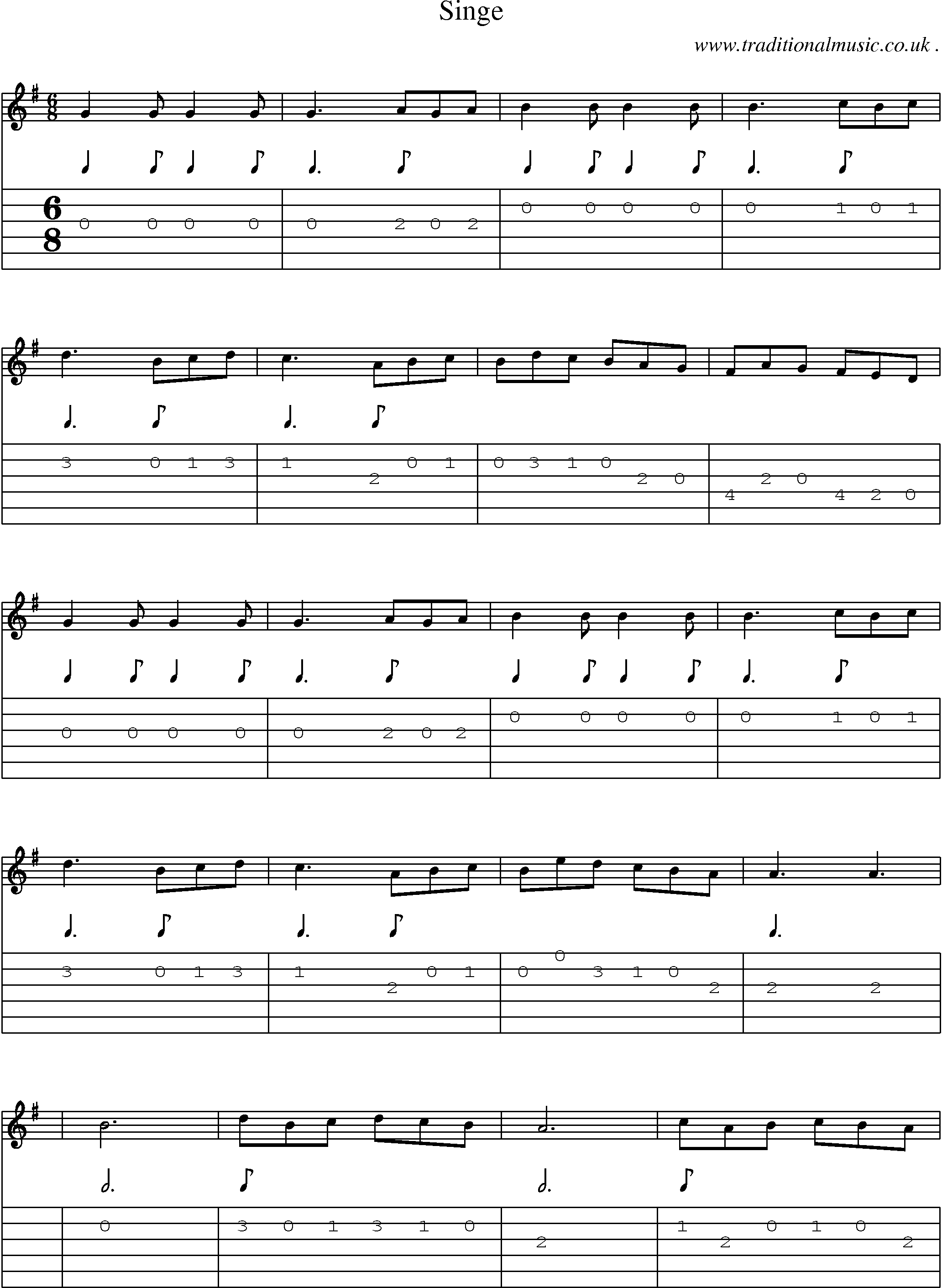 Sheet-Music and Guitar Tabs for Singe