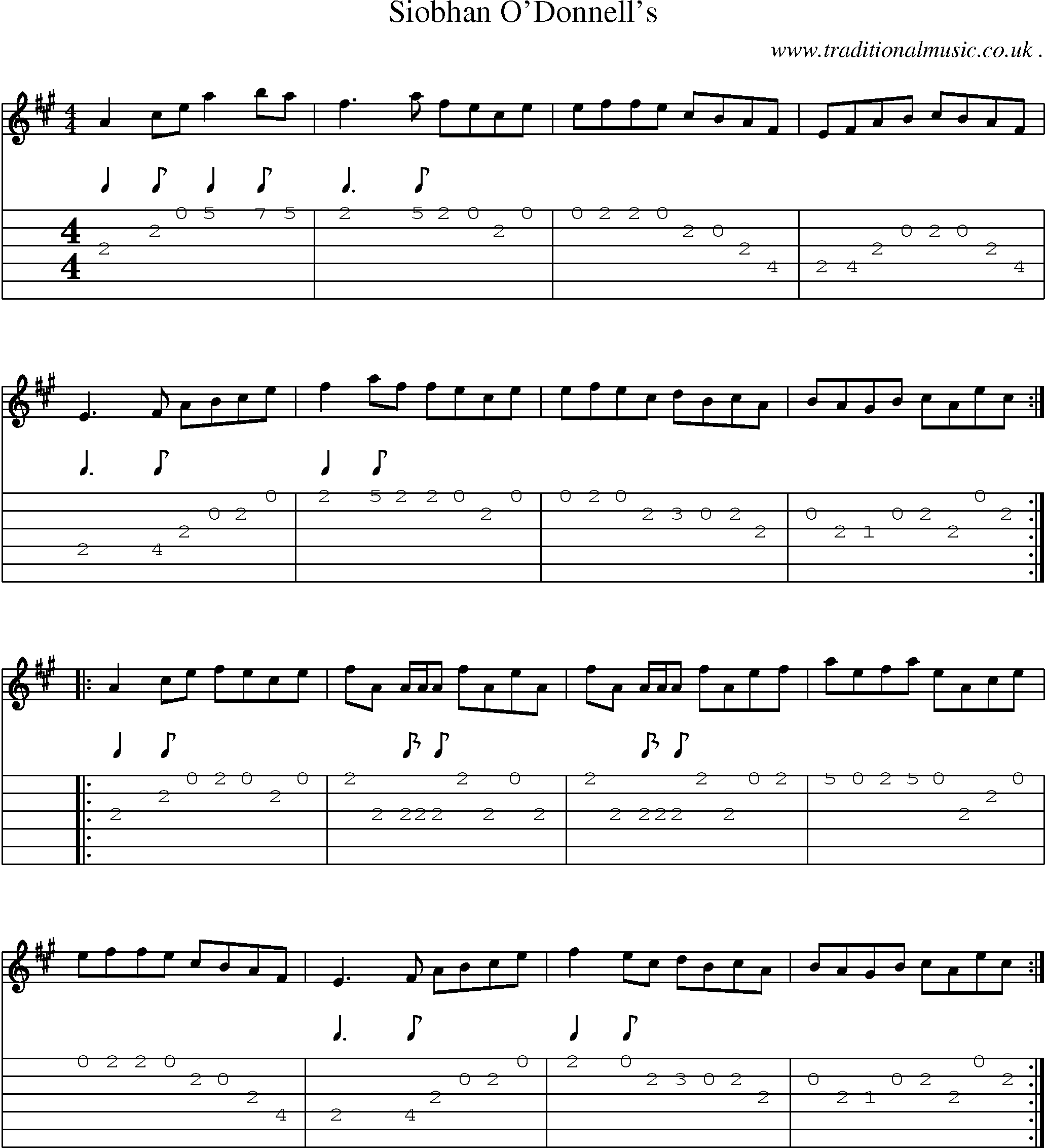 Sheet-Music and Guitar Tabs for Siobhan Odonnells