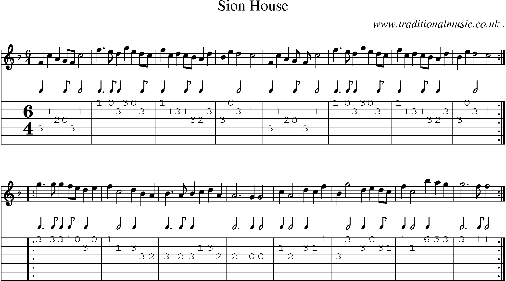 Sheet-Music and Guitar Tabs for Sion House