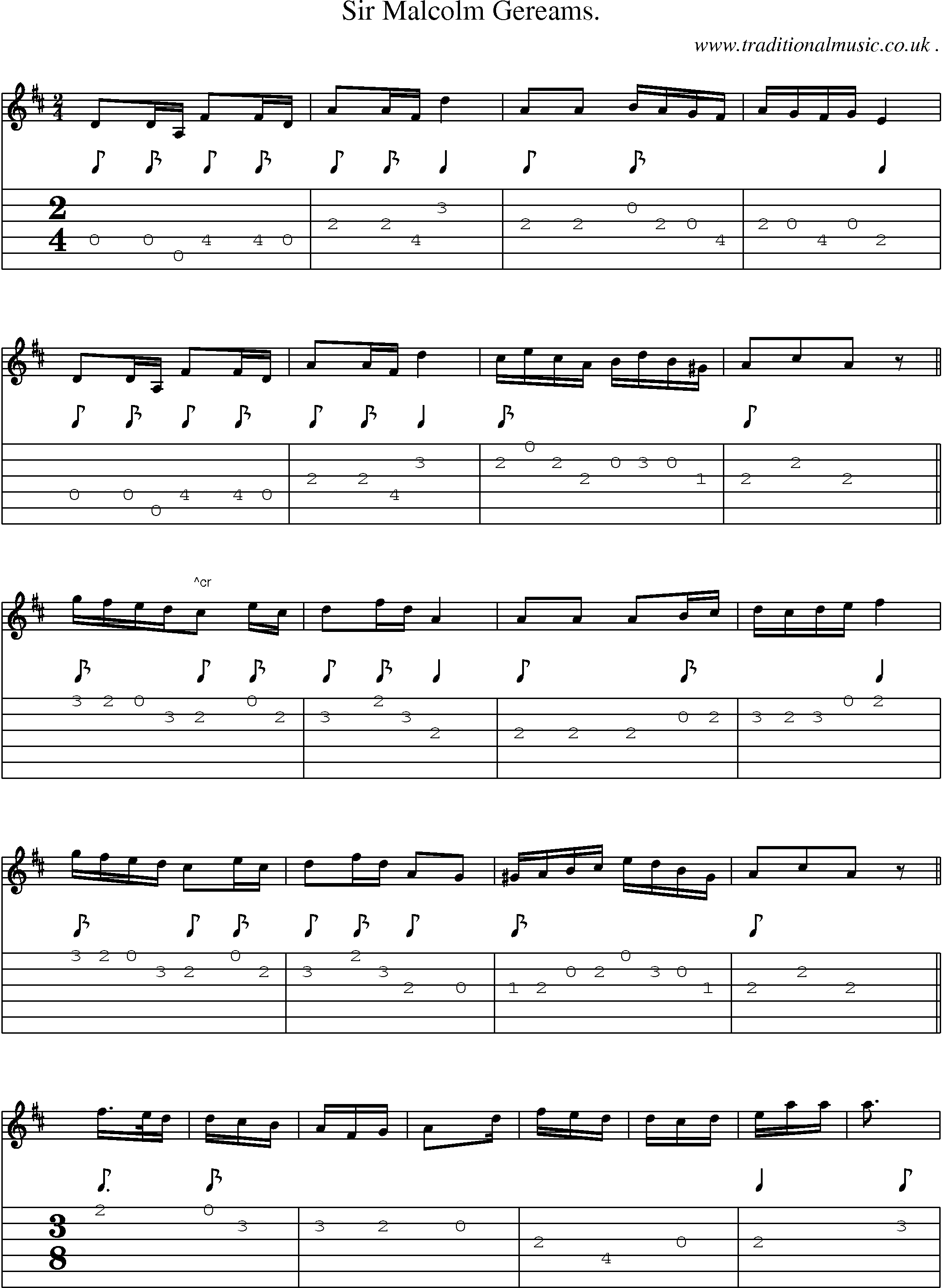 Sheet-Music and Guitar Tabs for Sir Malcolm Gereams