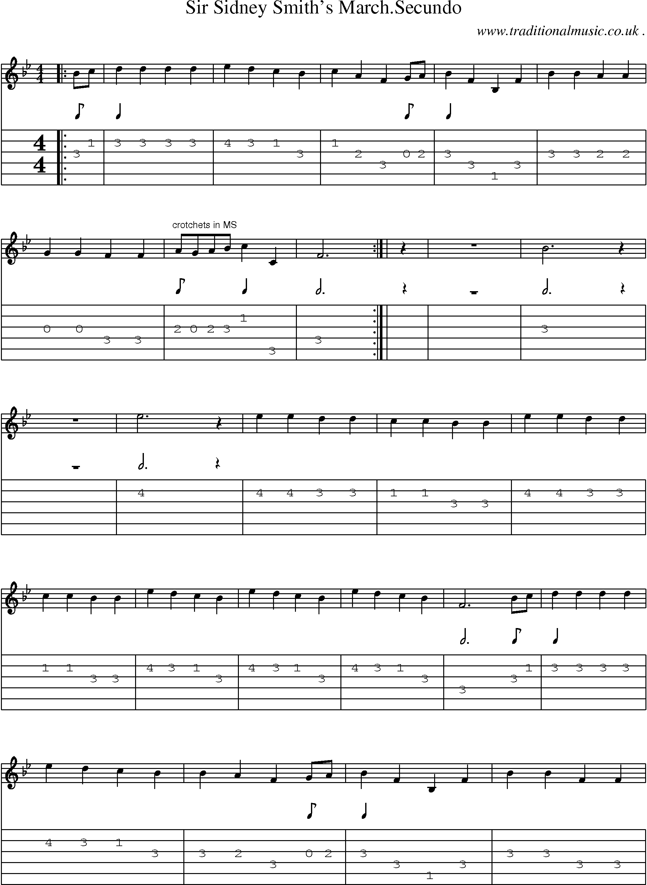 Sheet-Music and Guitar Tabs for Sir Sidney Smiths Marchsecundo