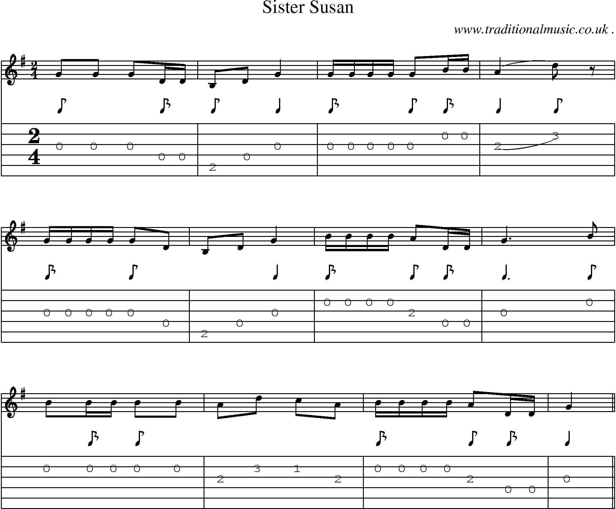 Sheet-Music and Guitar Tabs for Sister Susan