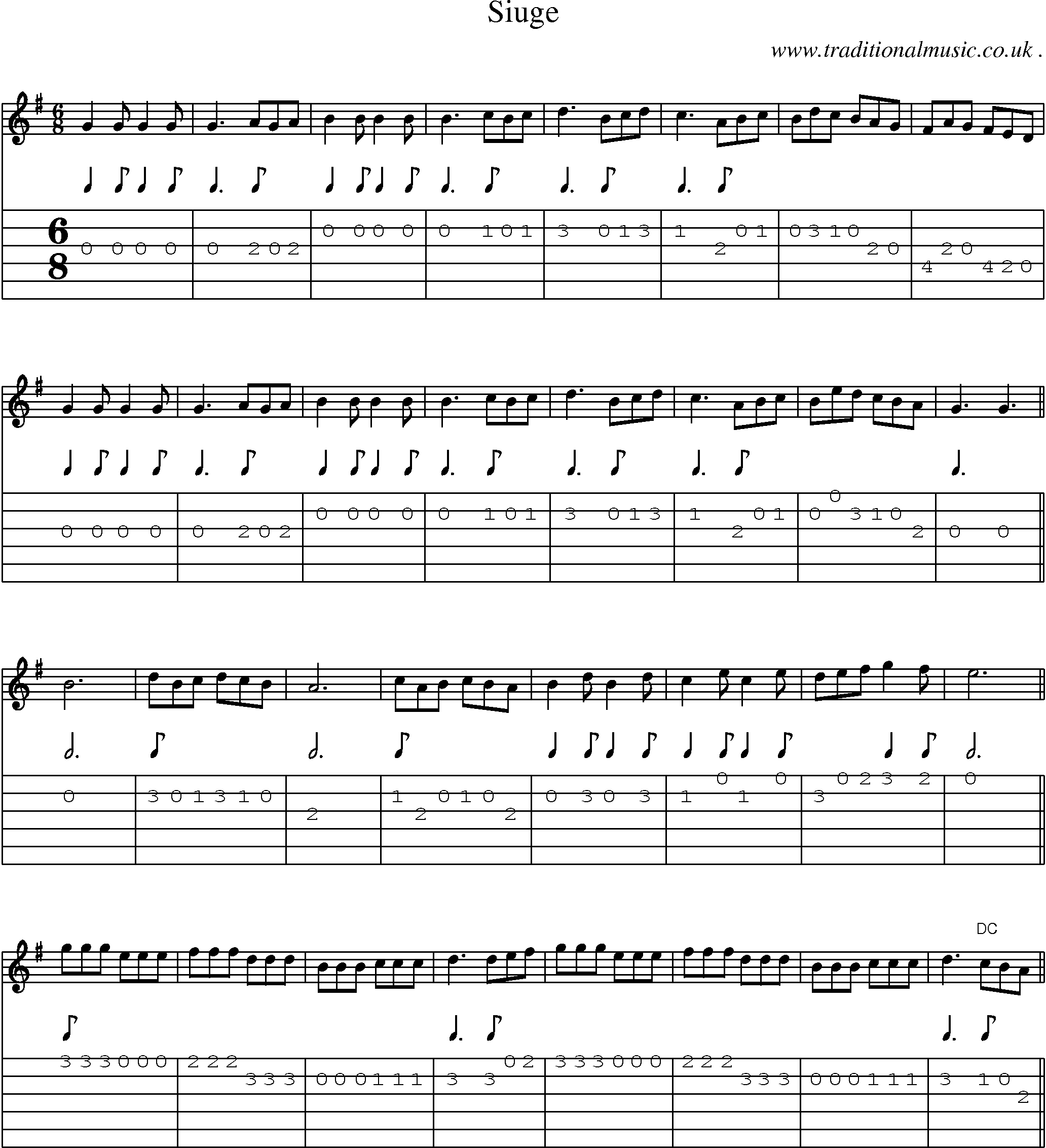 Sheet-Music and Guitar Tabs for Siuge