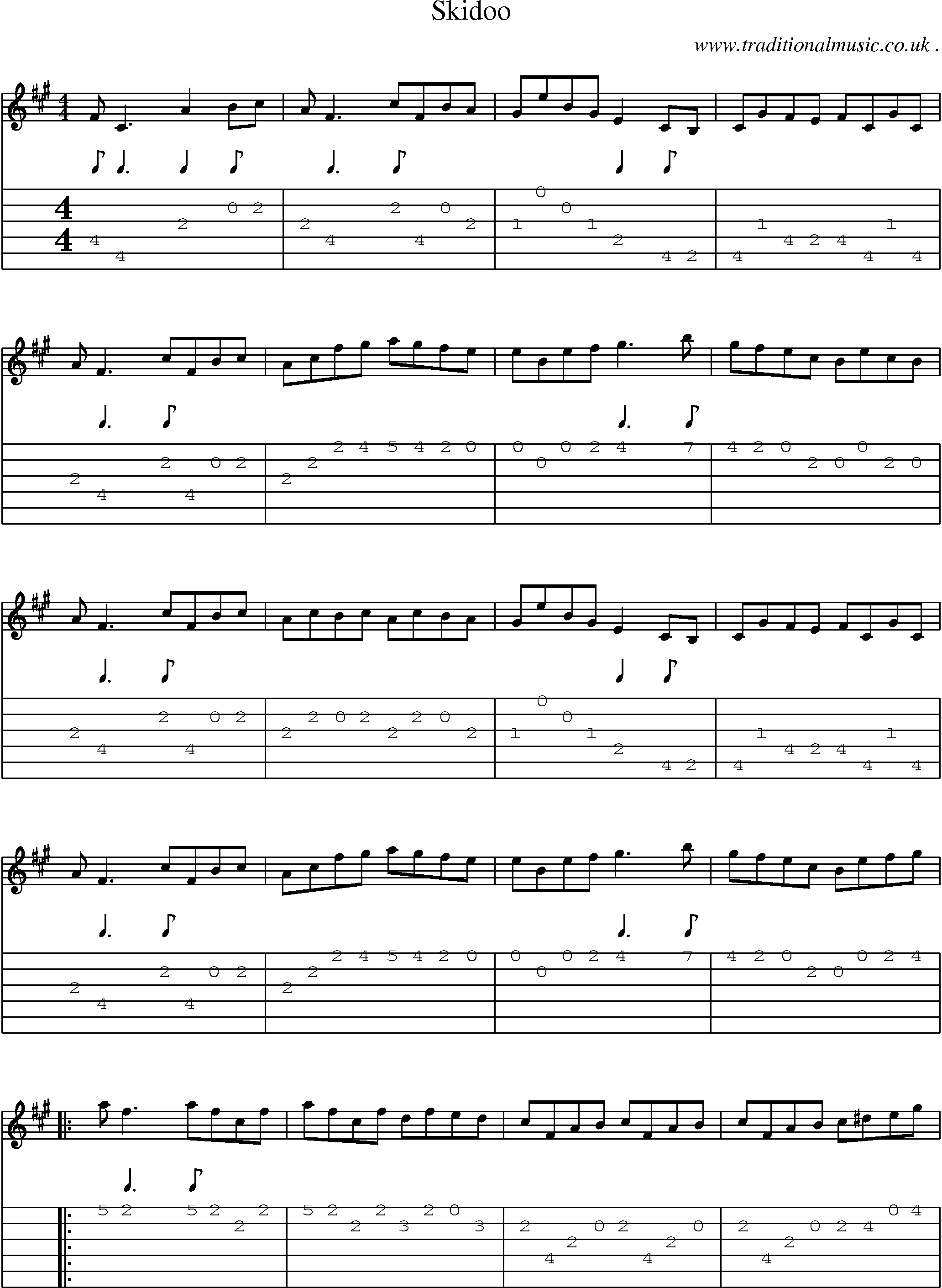 Sheet-Music and Guitar Tabs for Skidoo
