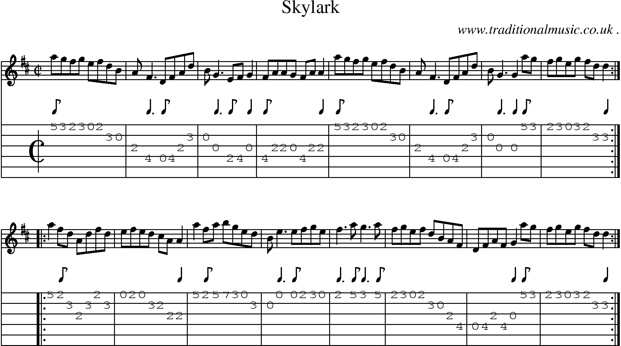 Sheet-Music and Guitar Tabs for Skylark