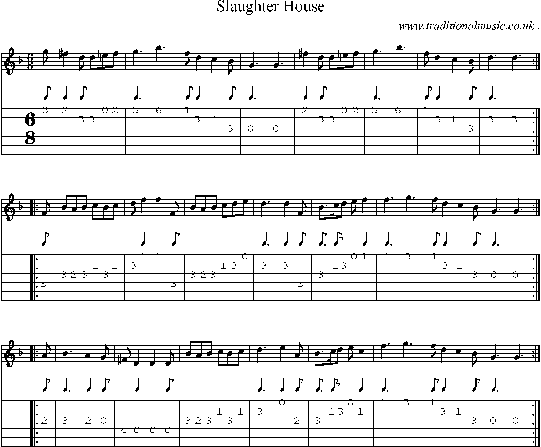 Sheet-Music and Guitar Tabs for Slaughter House