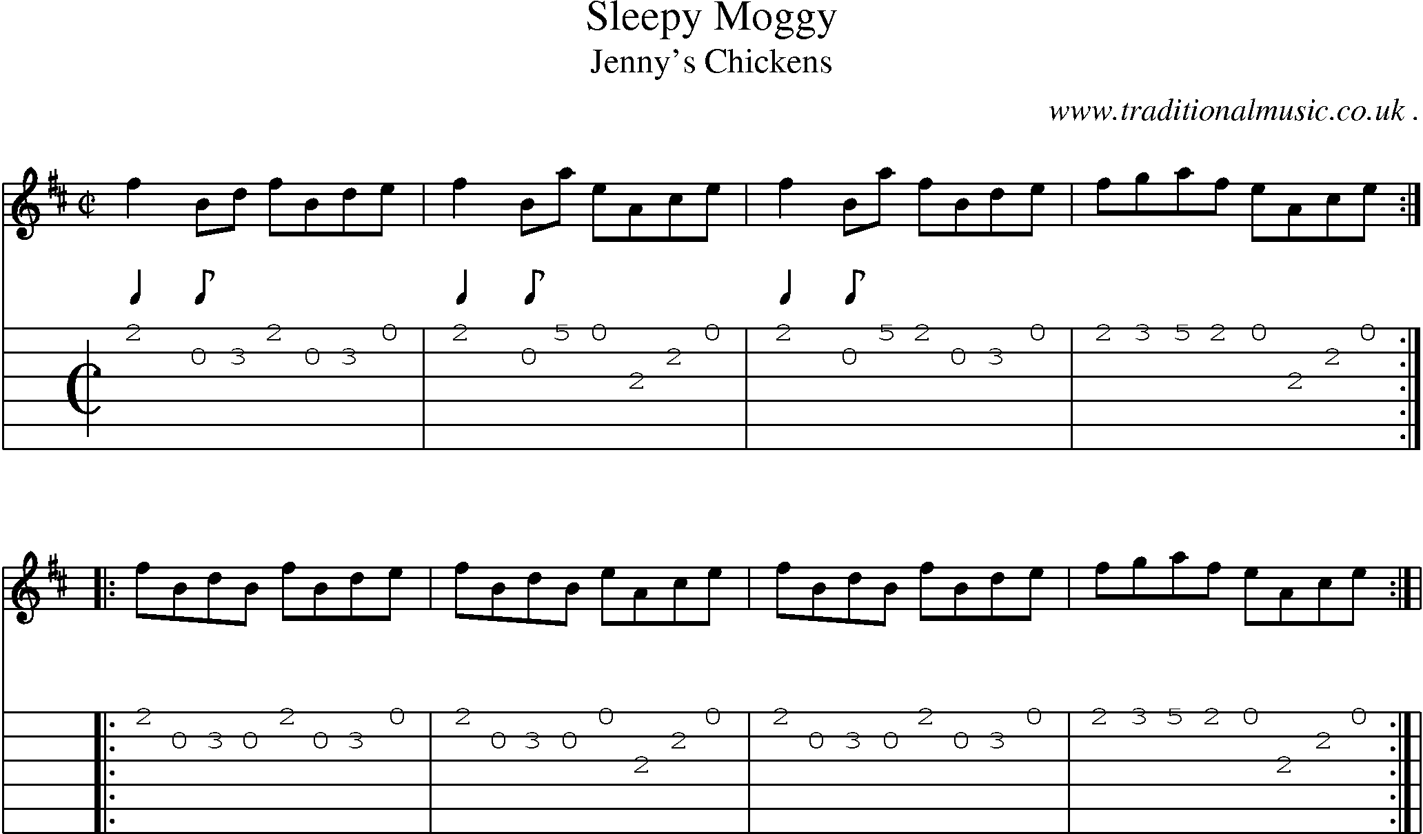 Sheet-Music and Guitar Tabs for Sleepy Moggy