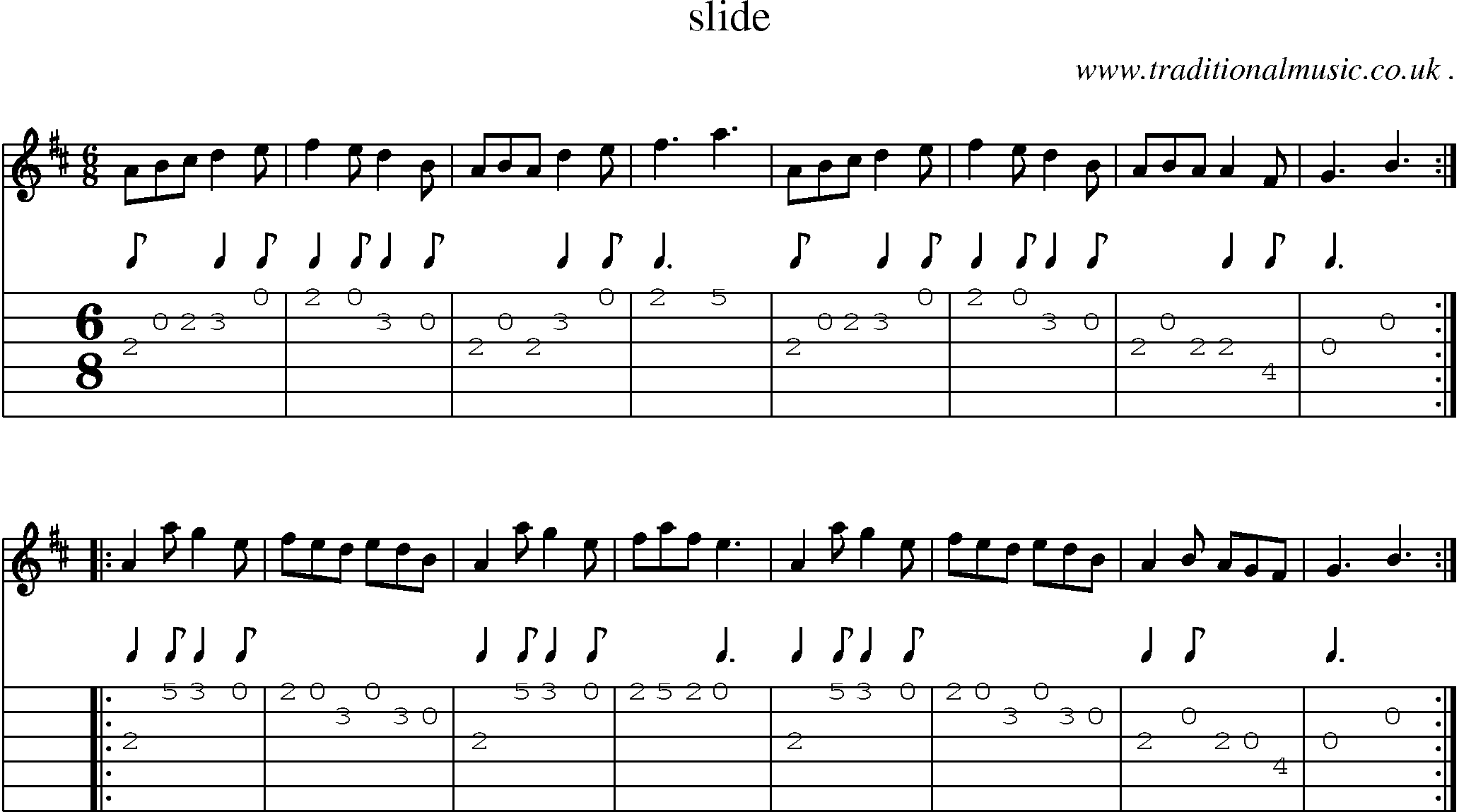 Sheet-Music and Guitar Tabs for Slide