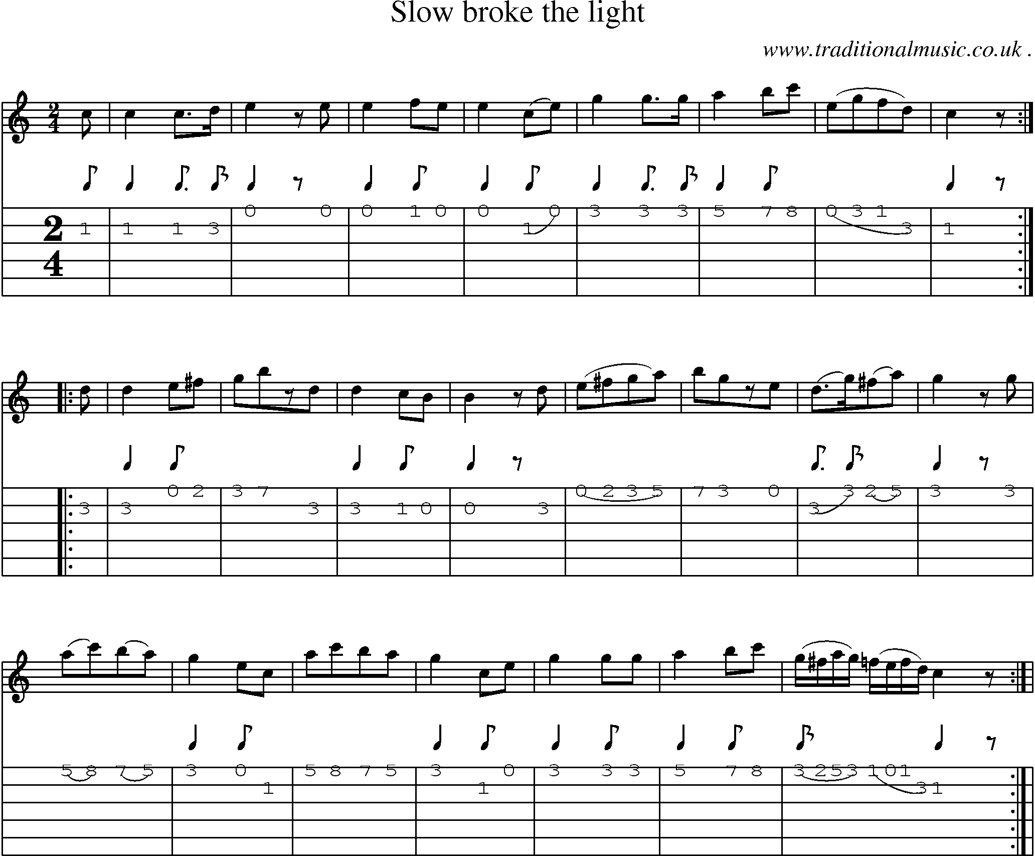 Sheet-Music and Guitar Tabs for Slow Broke The Light