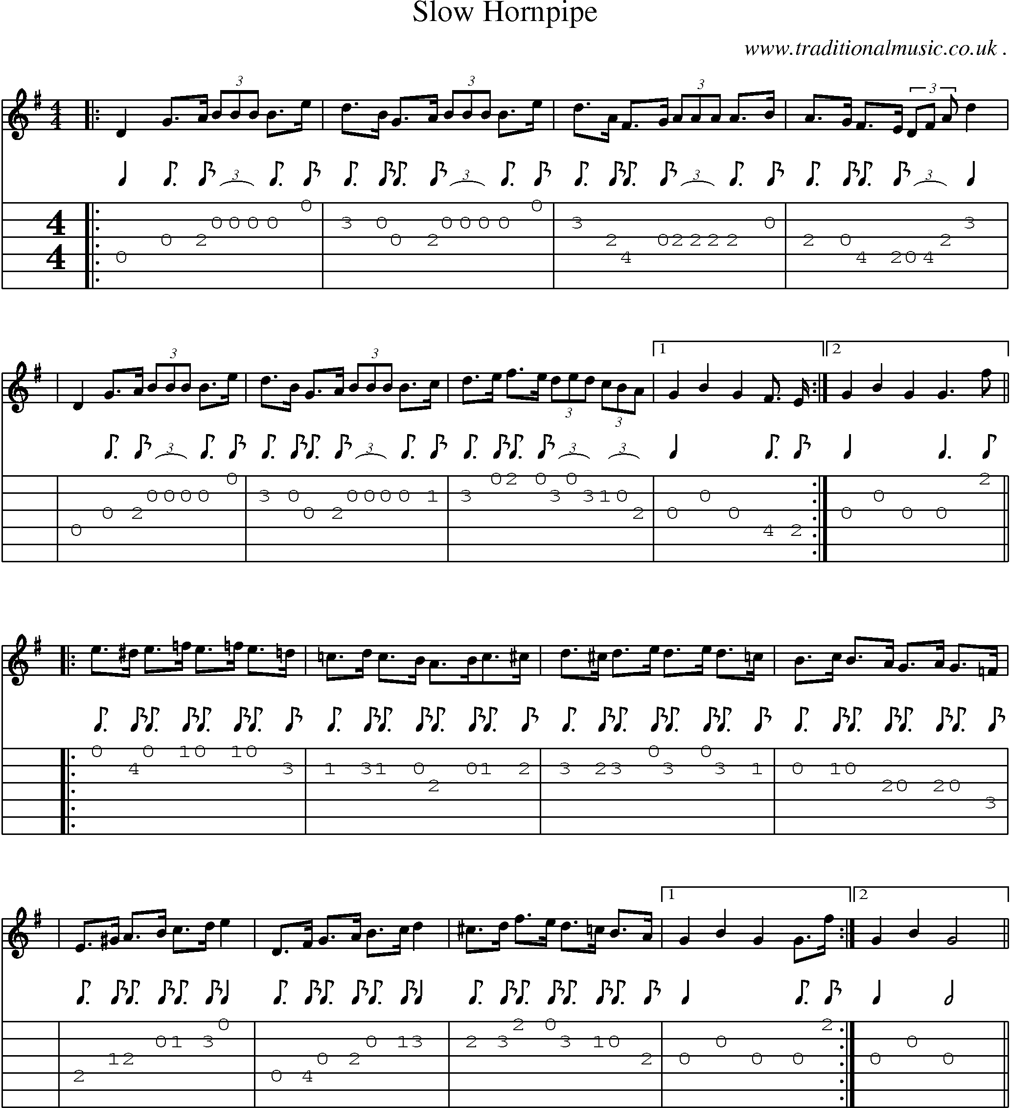 Sheet-Music and Guitar Tabs for Slow Hornpipe