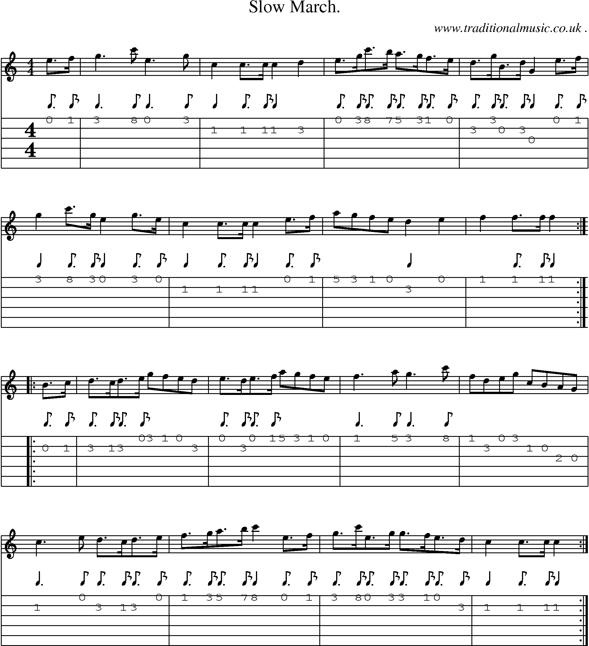 Sheet-Music and Guitar Tabs for Slow March 