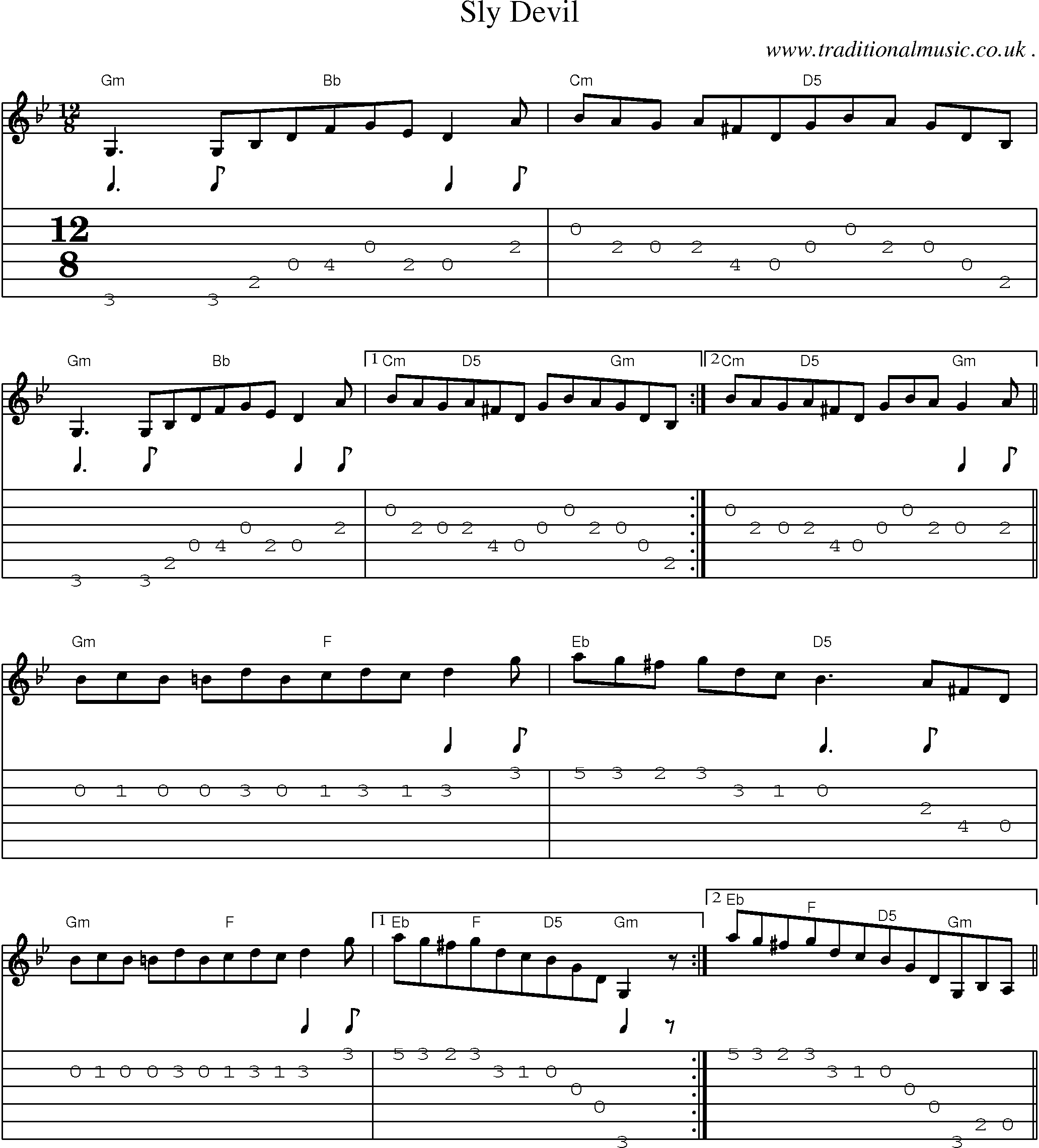 Sheet-Music and Guitar Tabs for Sly Devil