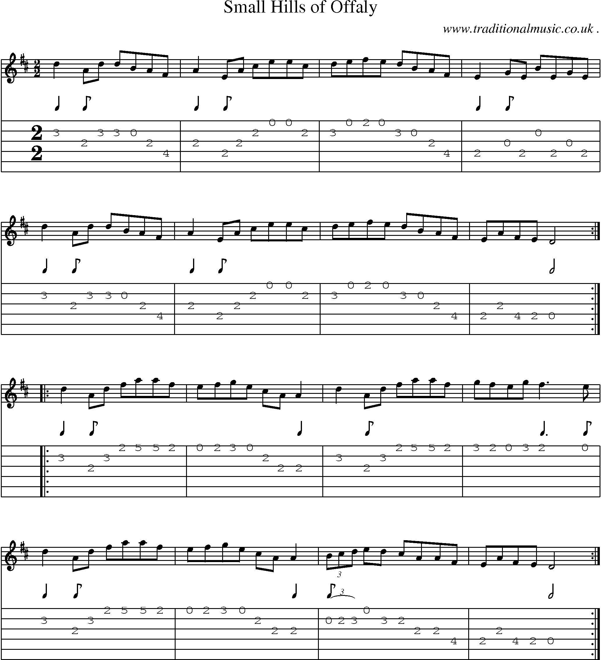 Sheet-Music and Guitar Tabs for Small Hills Of Offaly