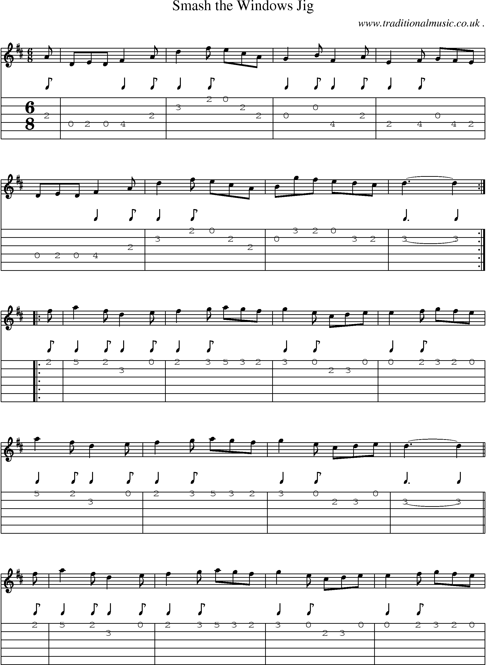 Sheet-Music and Guitar Tabs for Smash The Windows Jig