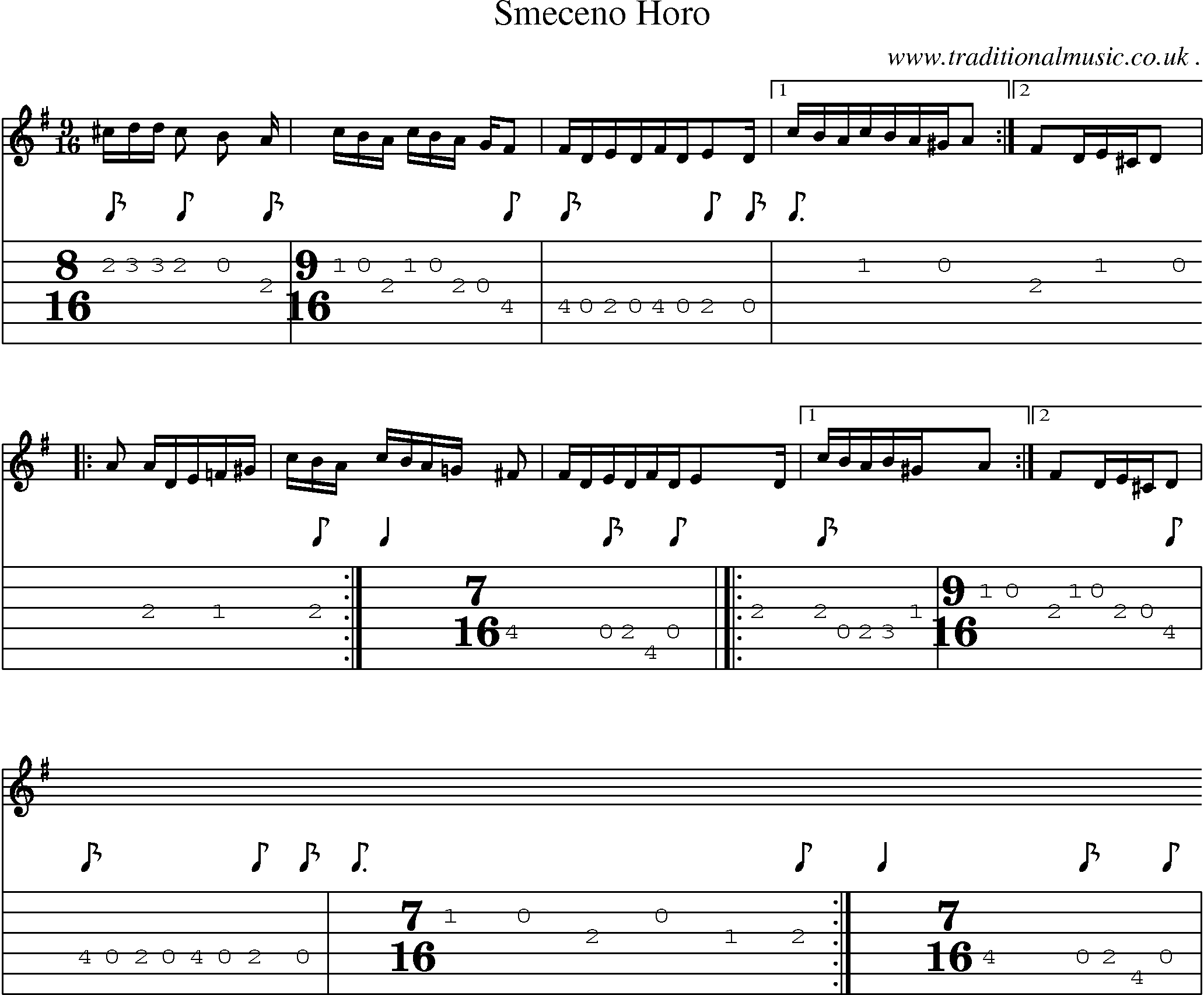 Sheet-Music and Guitar Tabs for Smeceno Horo
