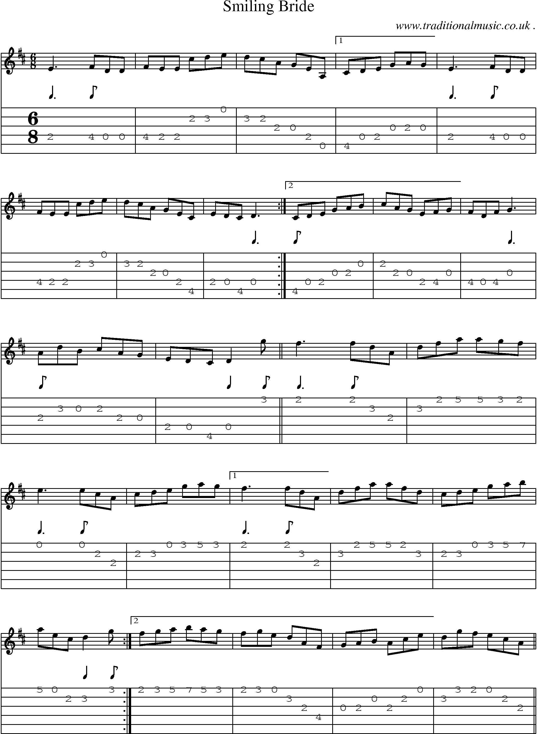 Sheet-Music and Guitar Tabs for Smiling Bride