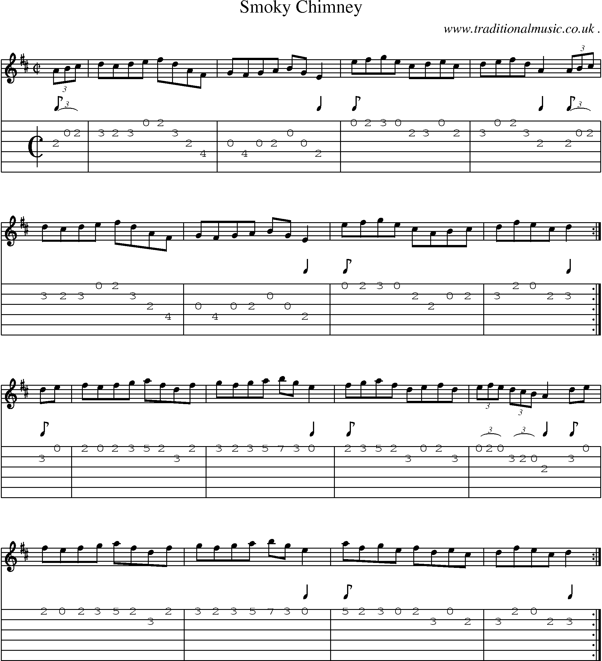 Sheet-Music and Guitar Tabs for Smoky Chimney
