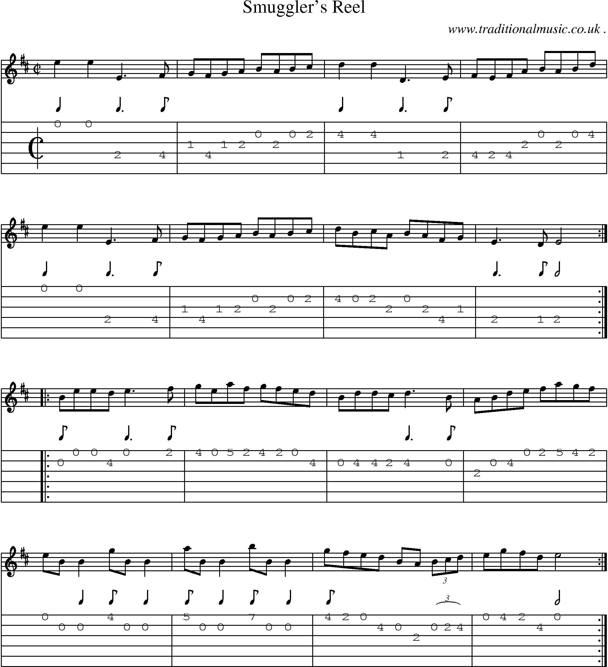 Sheet-Music and Guitar Tabs for Smugglers Reel