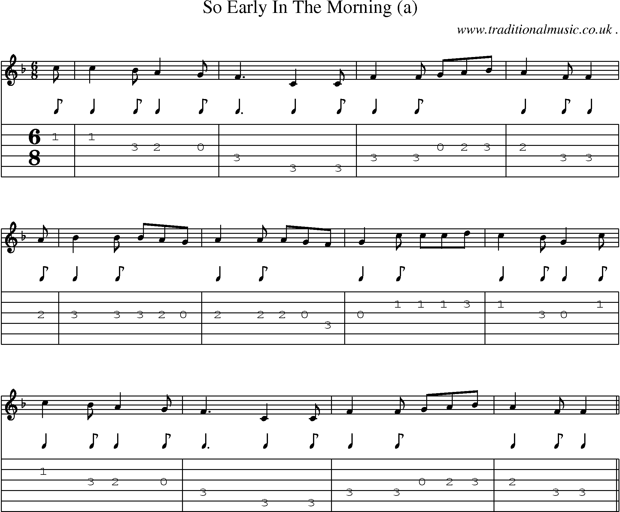 Sheet-Music and Guitar Tabs for So Early In The Morning (a)