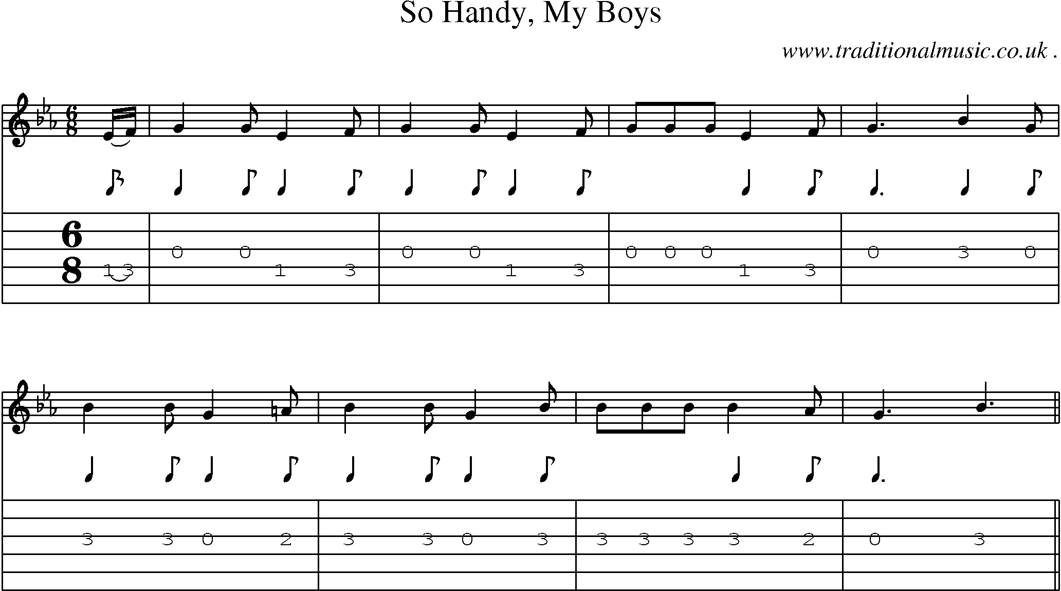 Sheet-Music and Guitar Tabs for So Handy My Boys